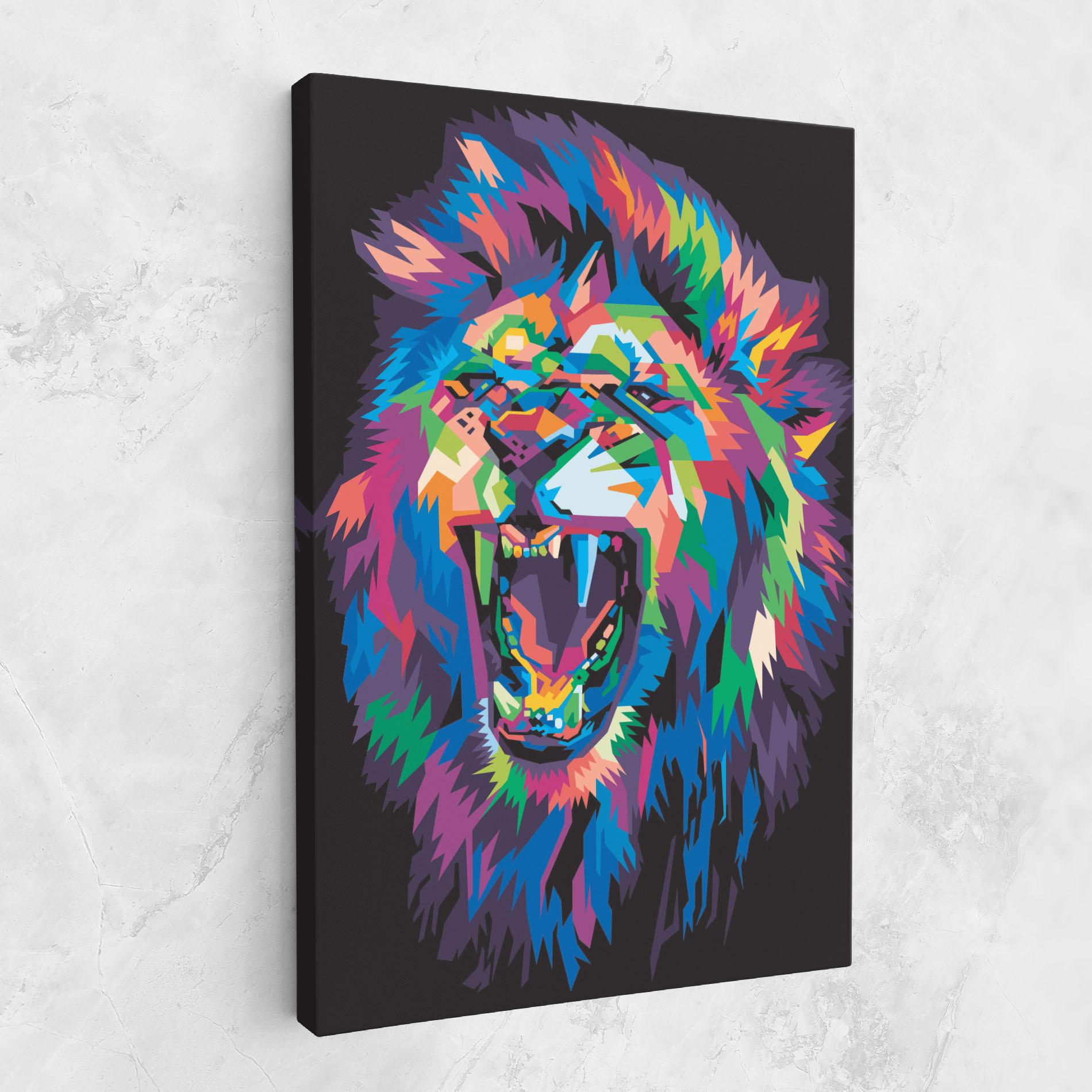 Leinwandbild Colorful Lion Head mockup 1