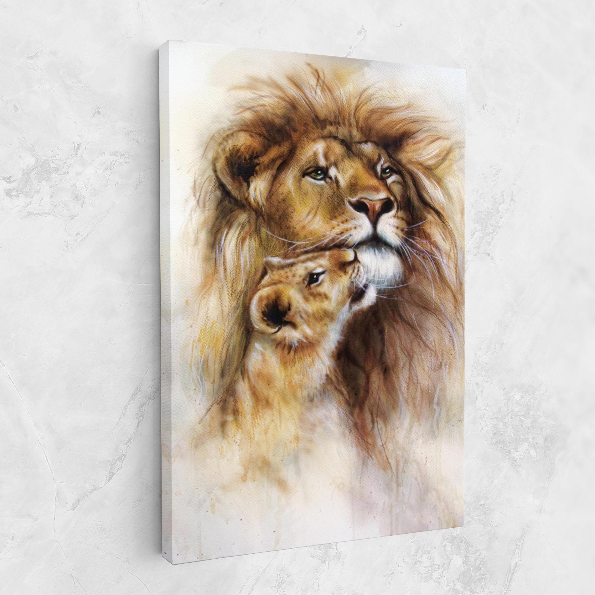 Leinwandbild Lion Love mockup 1