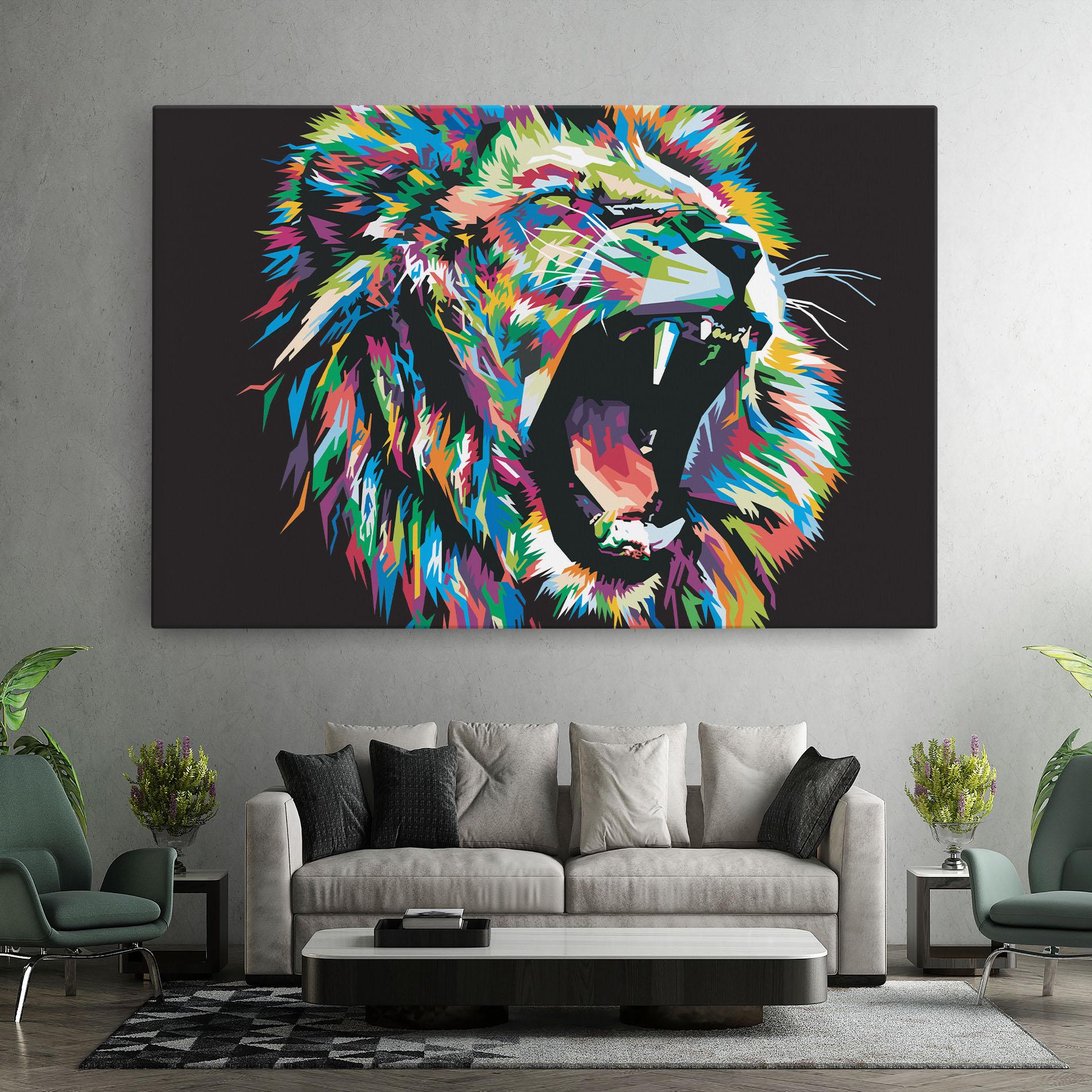 Leinwandbild Green Blue Lion mockup 7