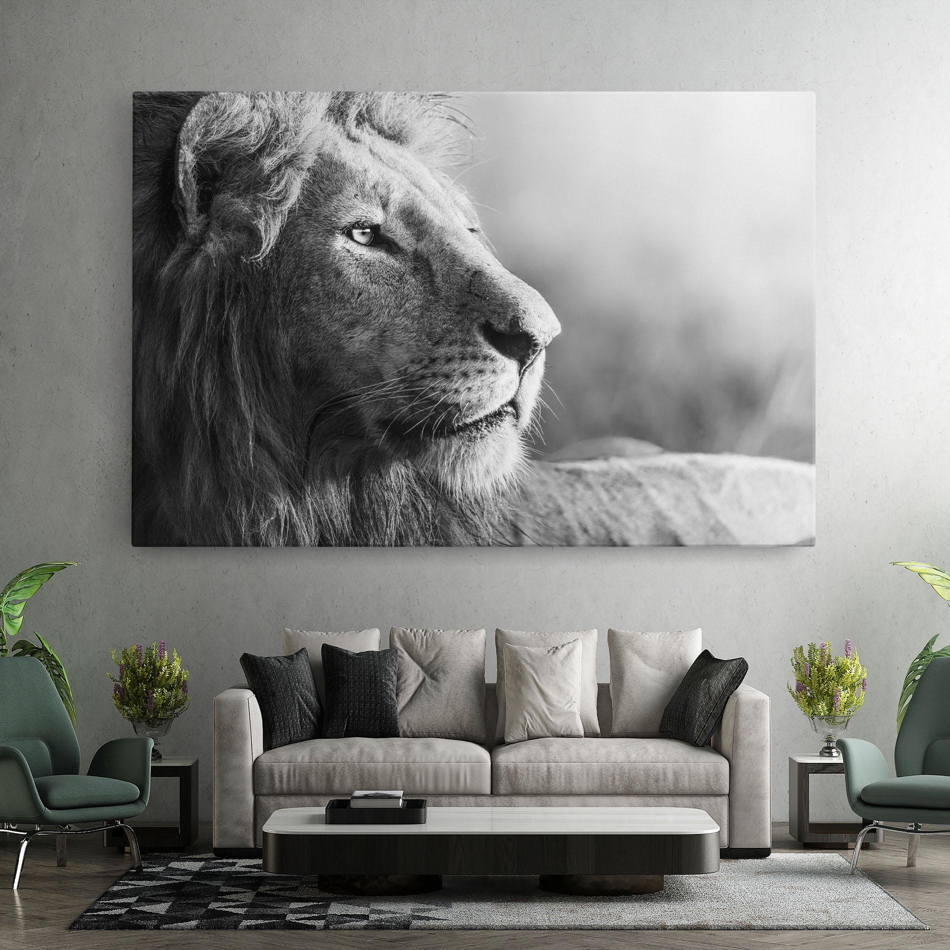 Leinwandbild Grey Lion Head mockup 7