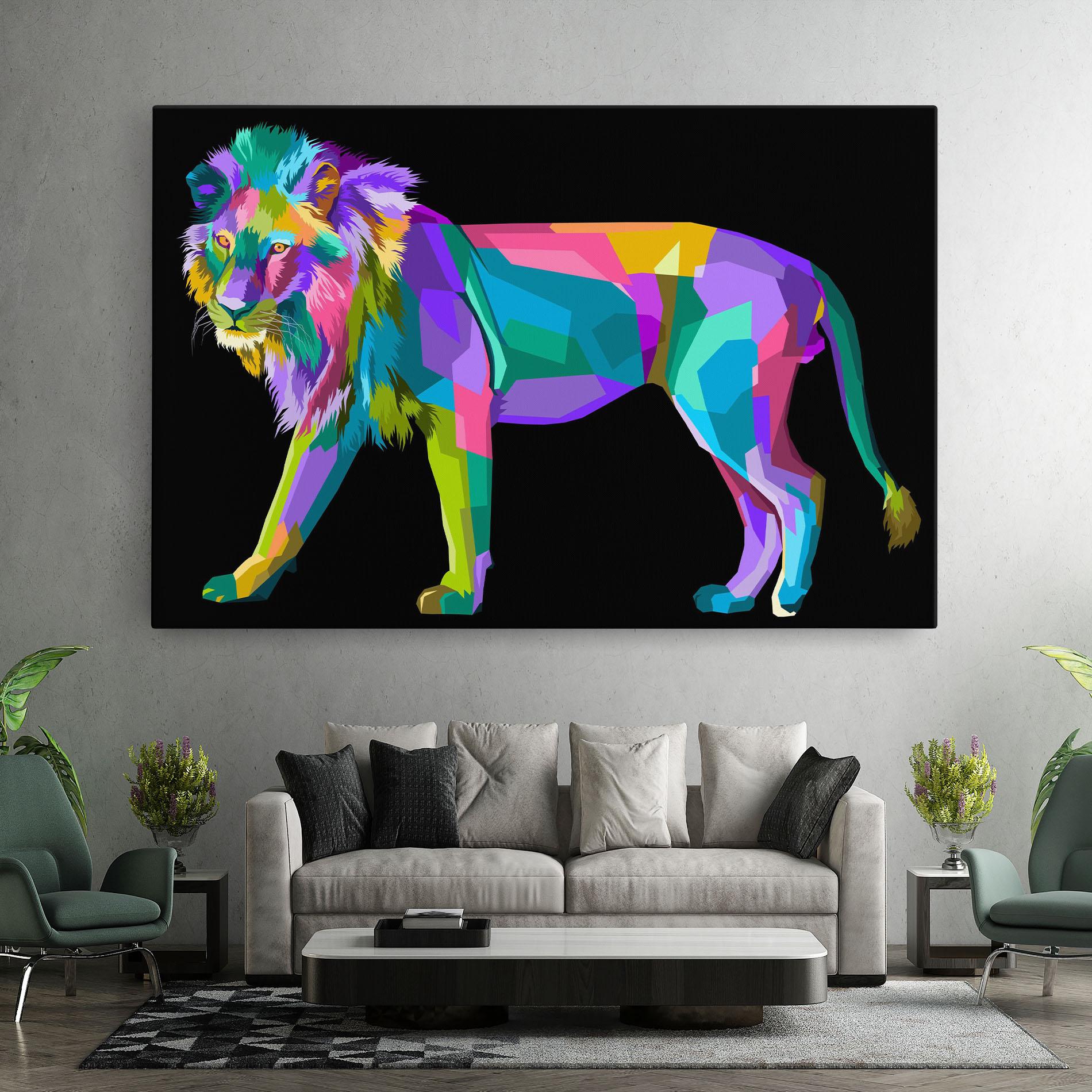 Leinwandbild Lion Walking mockup 7