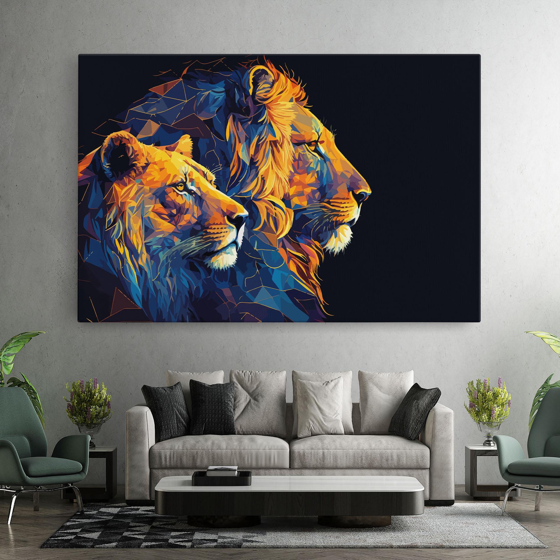 Leinwandbild Orange Blue Lion mockup 7