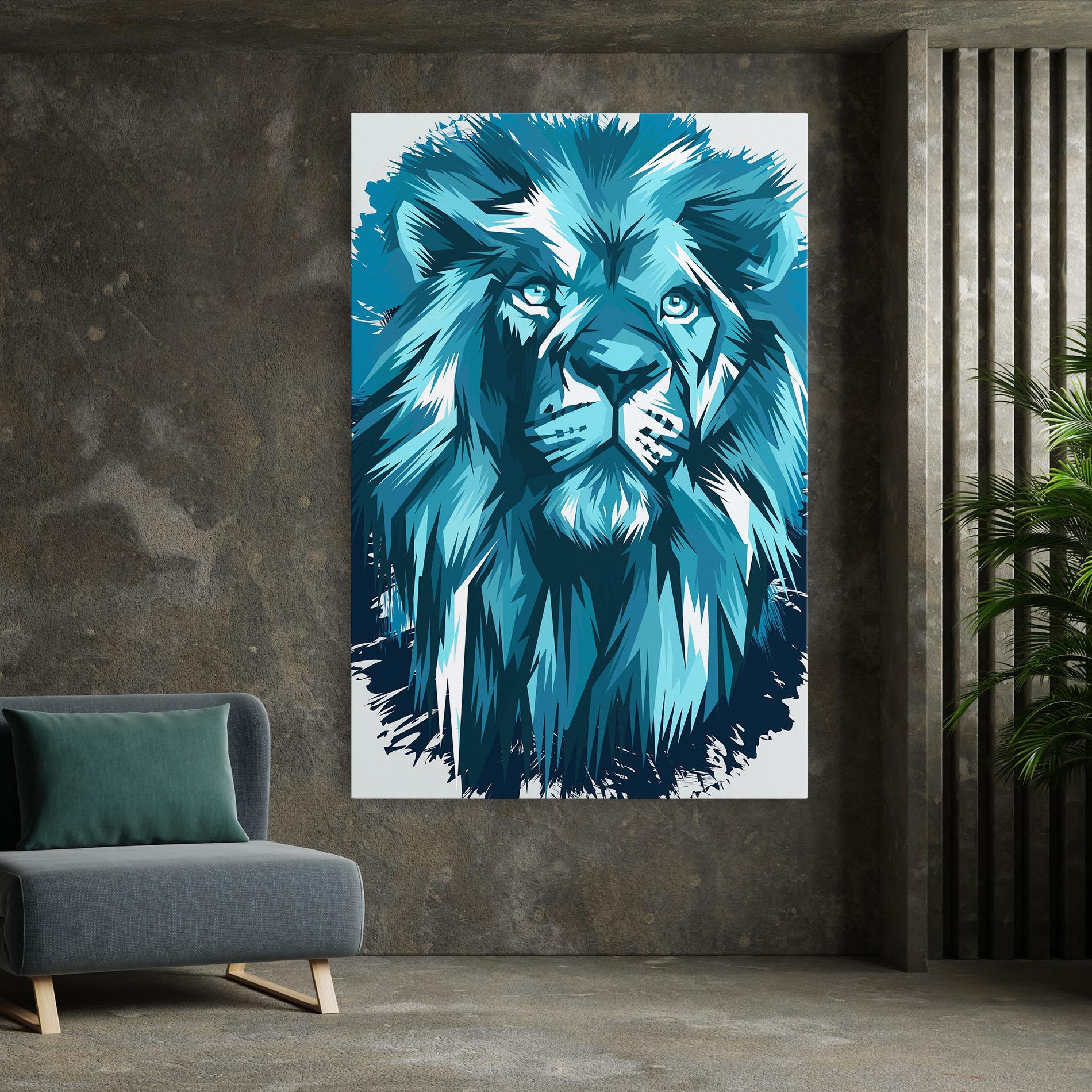 Leinwandbild Blue Lion Head mockup 7