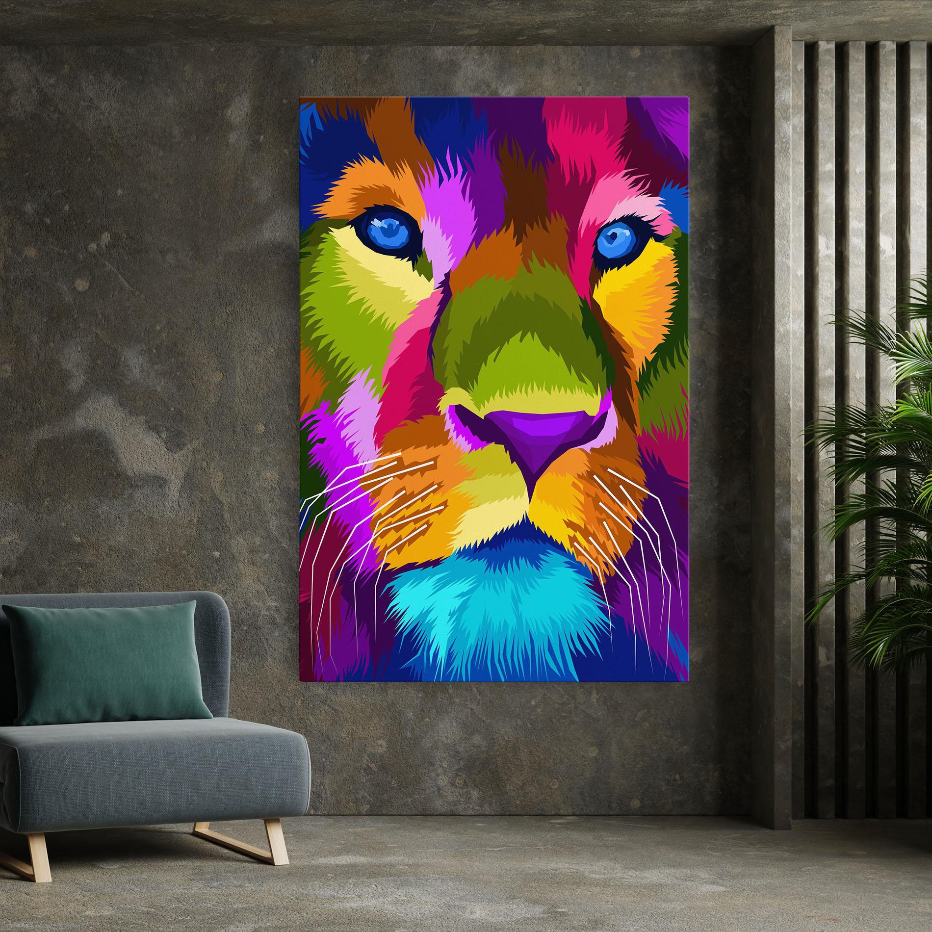 Leinwandbild Color Lion Close Up mockup 7