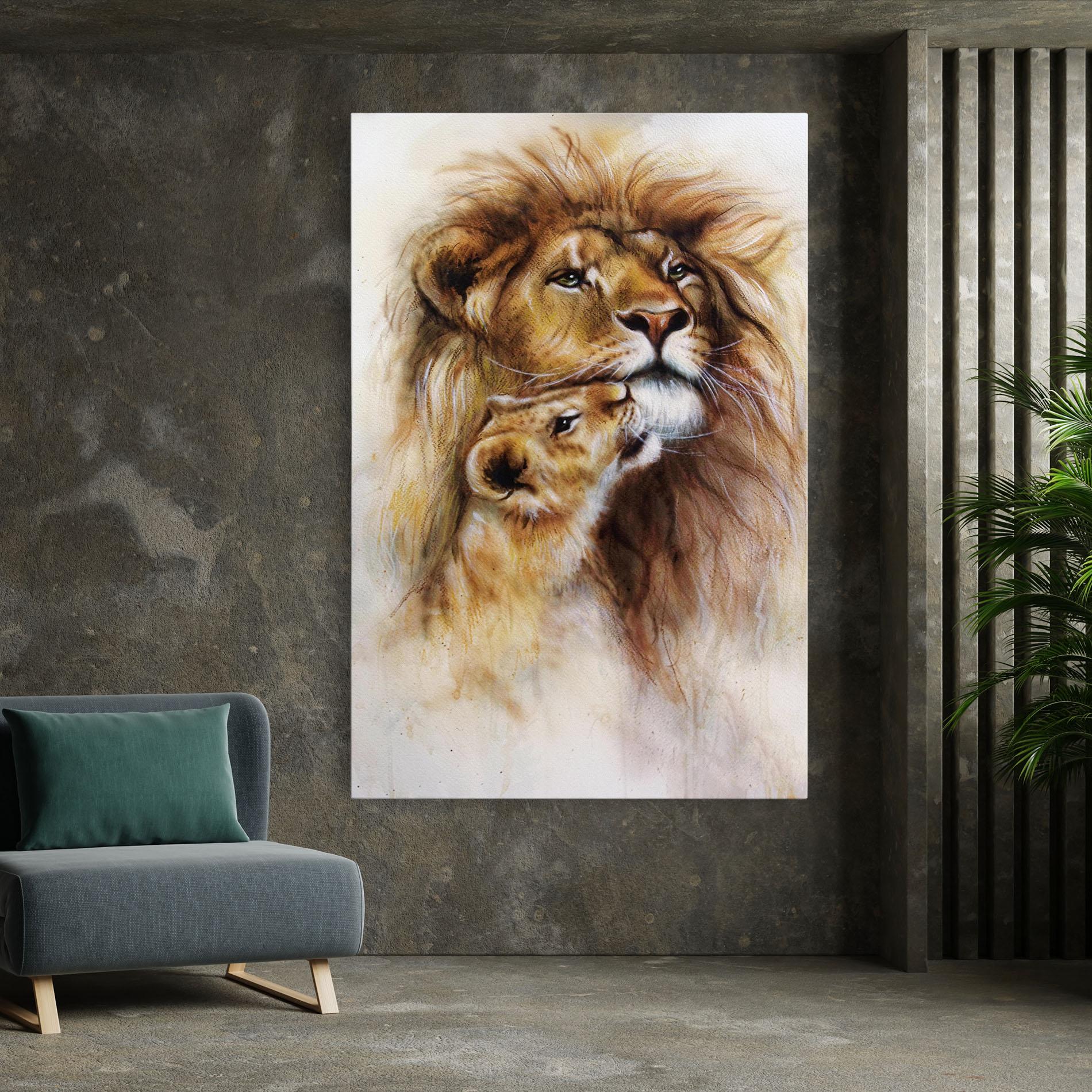 Leinwandbild Lion Love mockup 7