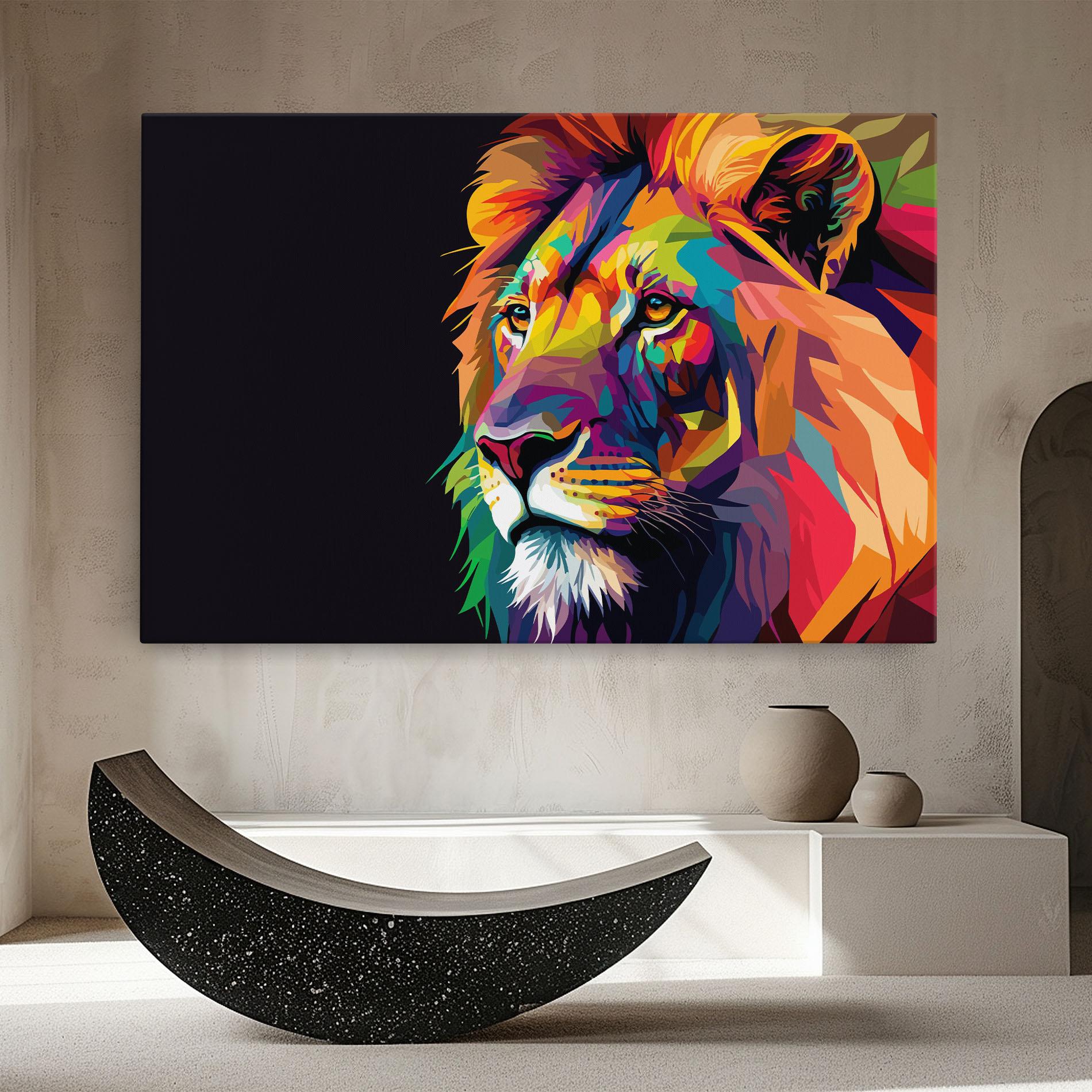 Leinwandbild Colorful Lion mockup 8