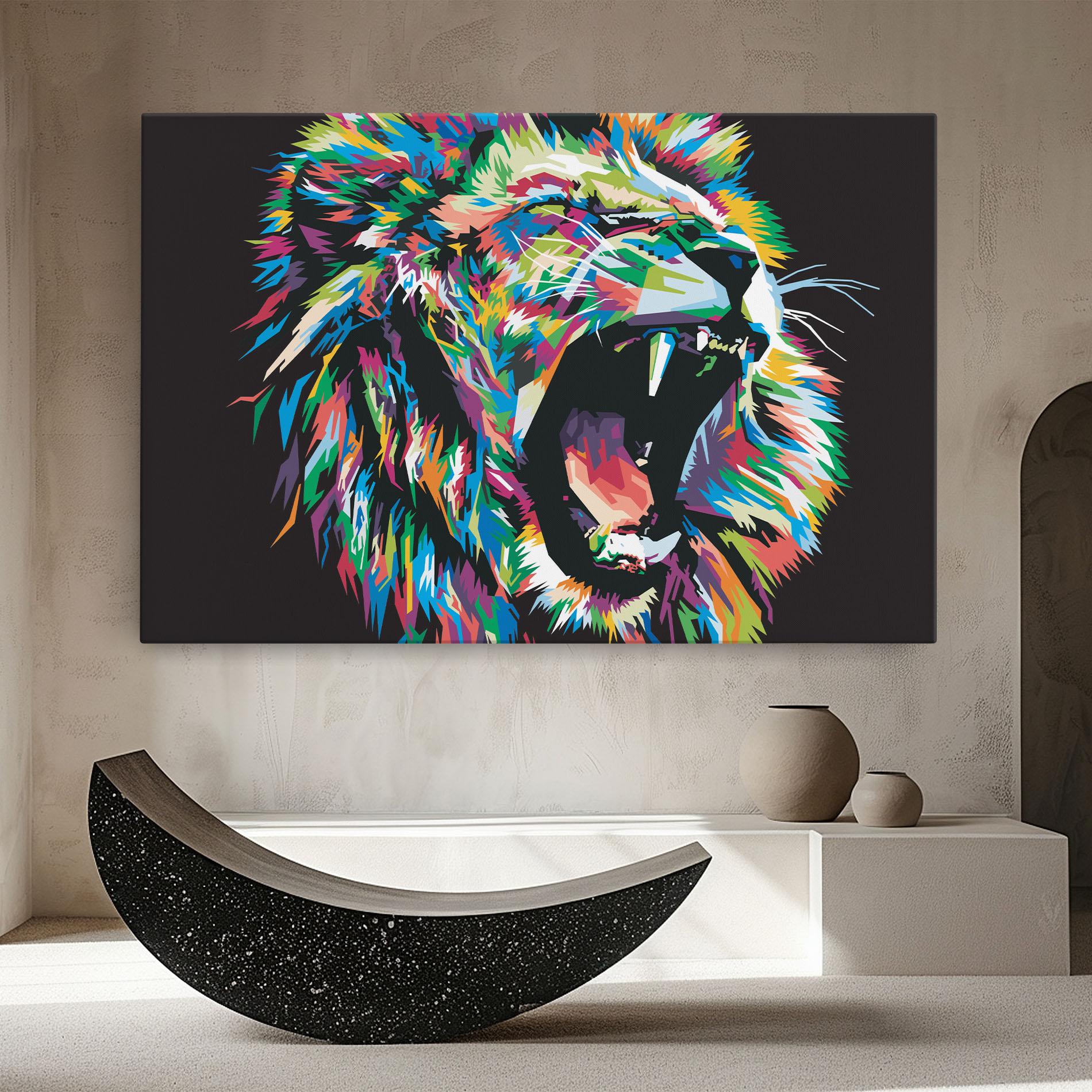 Leinwandbild Green Blue Lion mockup 8