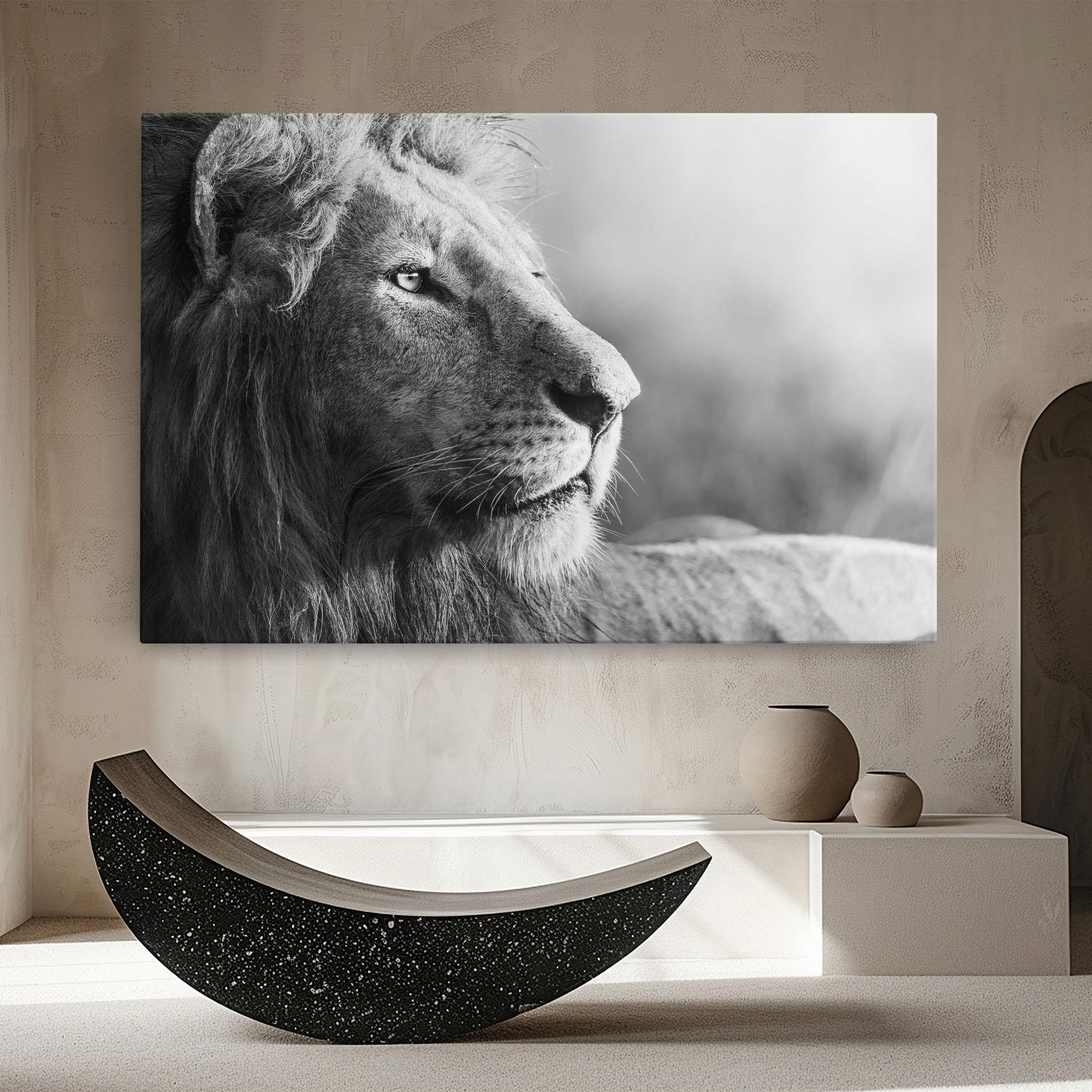 Leinwandbild Grey Lion Head mockup 8