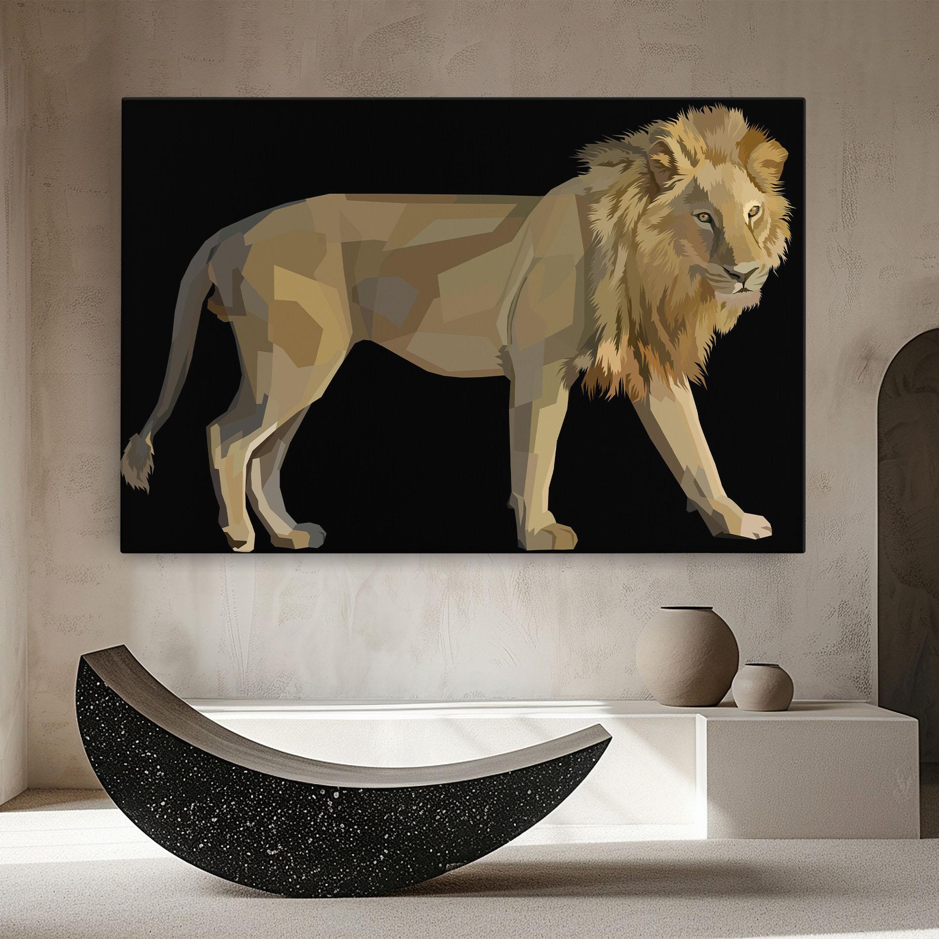 Leinwandbild Lion Art On Black mockup 8