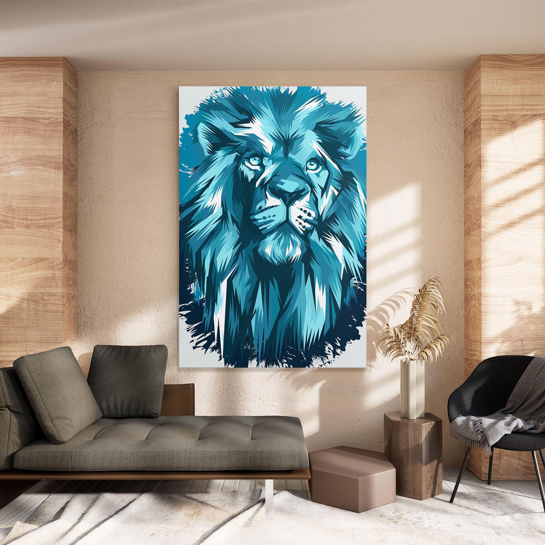 Leinwandbild Blue Lion Head mockup 8