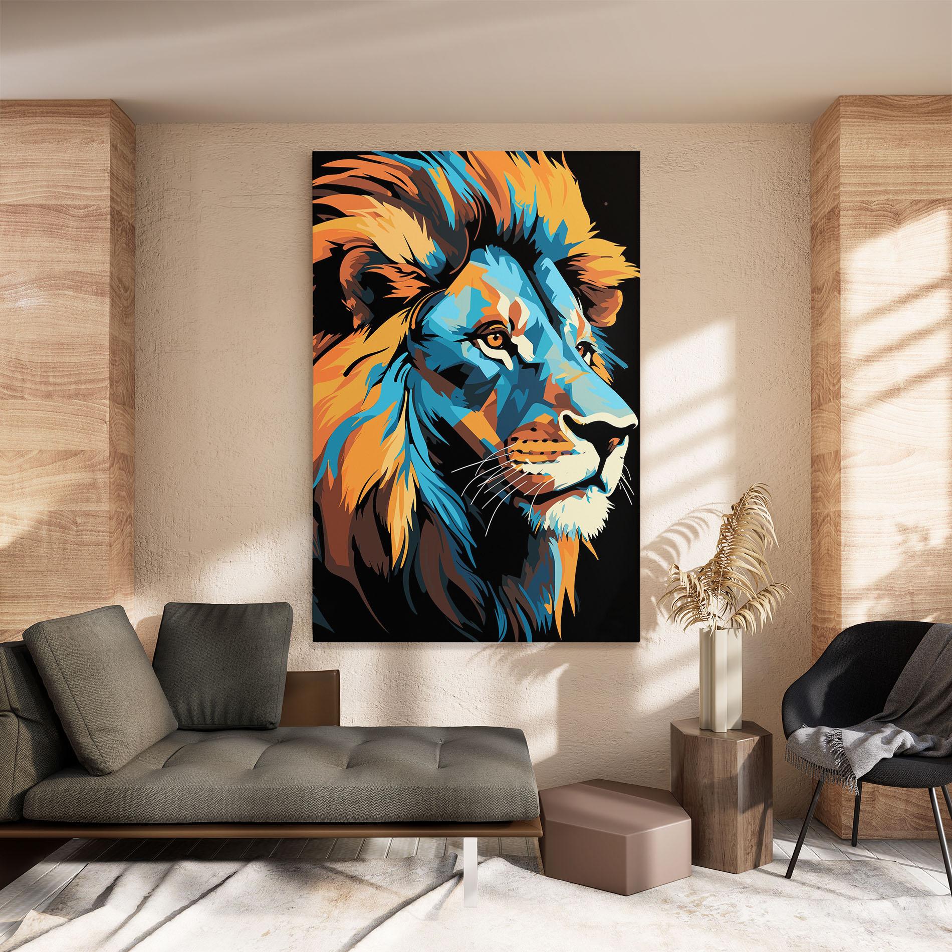 Leinwandbild Blue Yellow Lion mockup 8