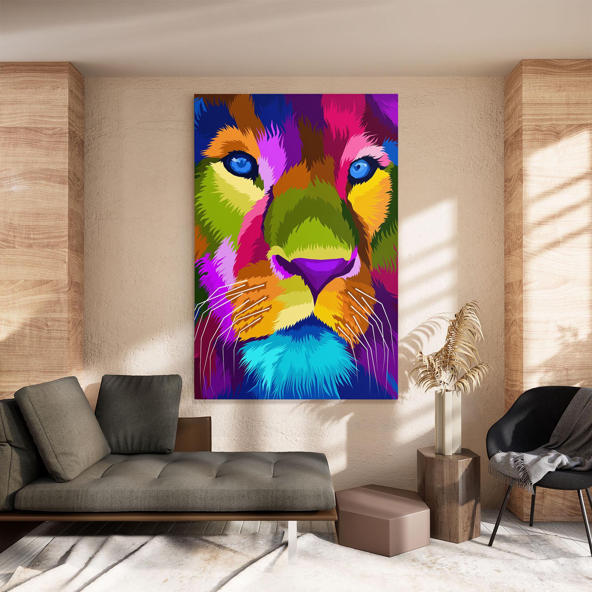 Leinwandbild Color Lion Close Up mockup 8