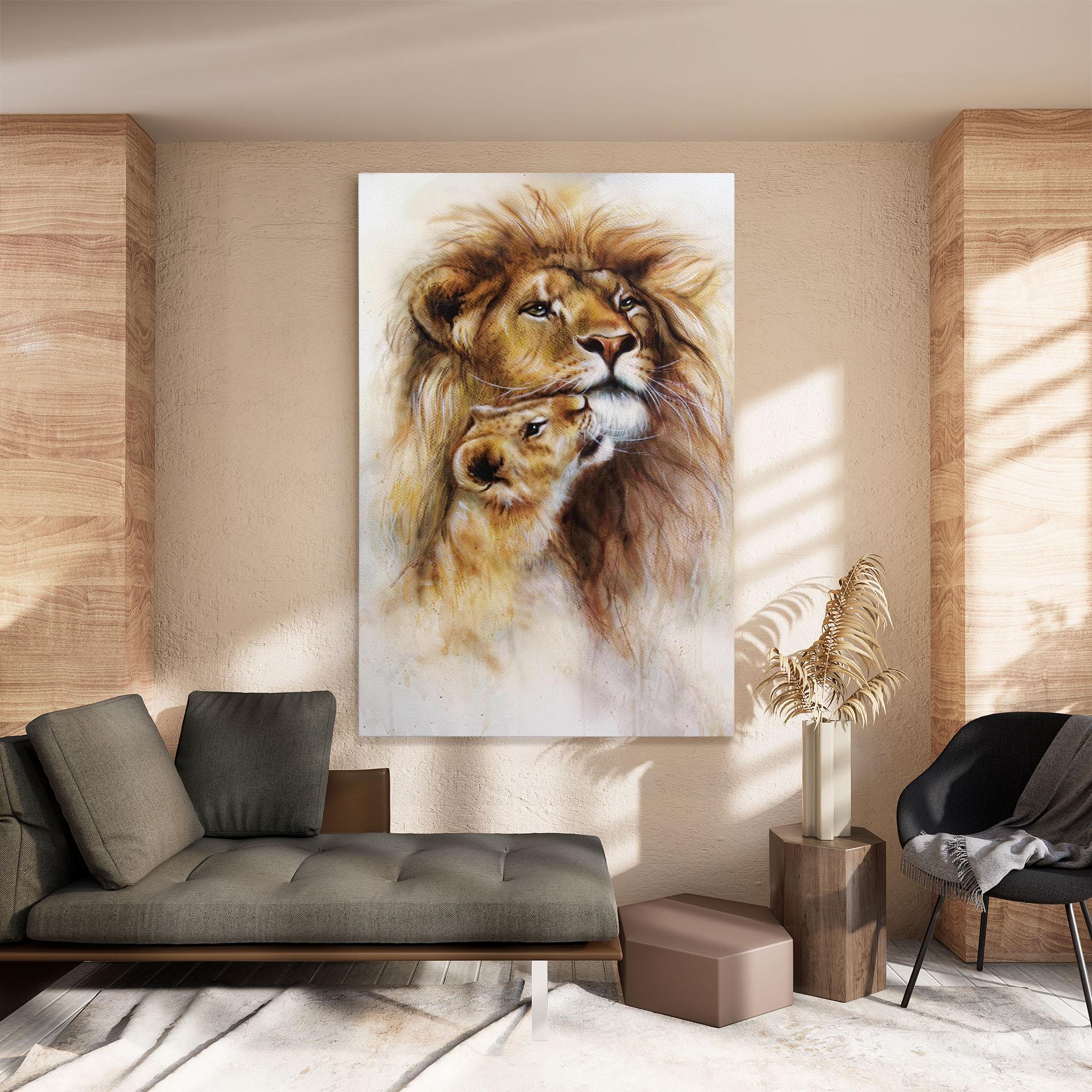 Leinwandbild Lion Love mockup 8