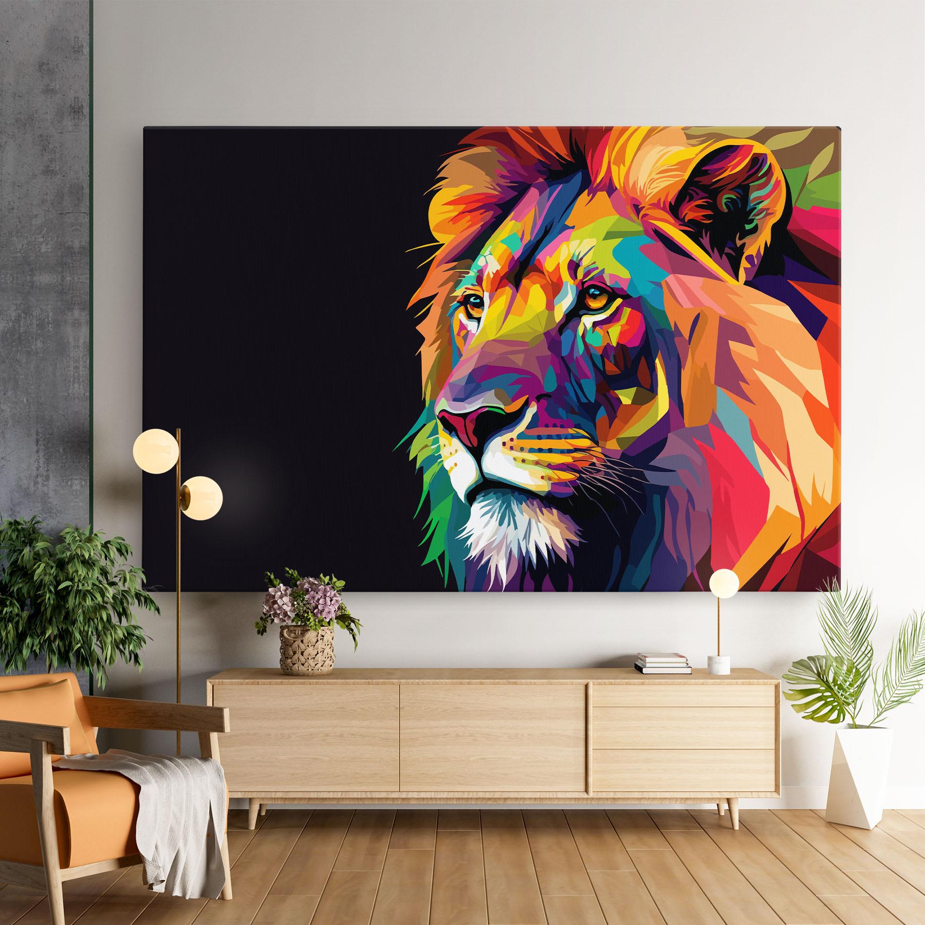Leinwandbild Colorful Lion mockup 9