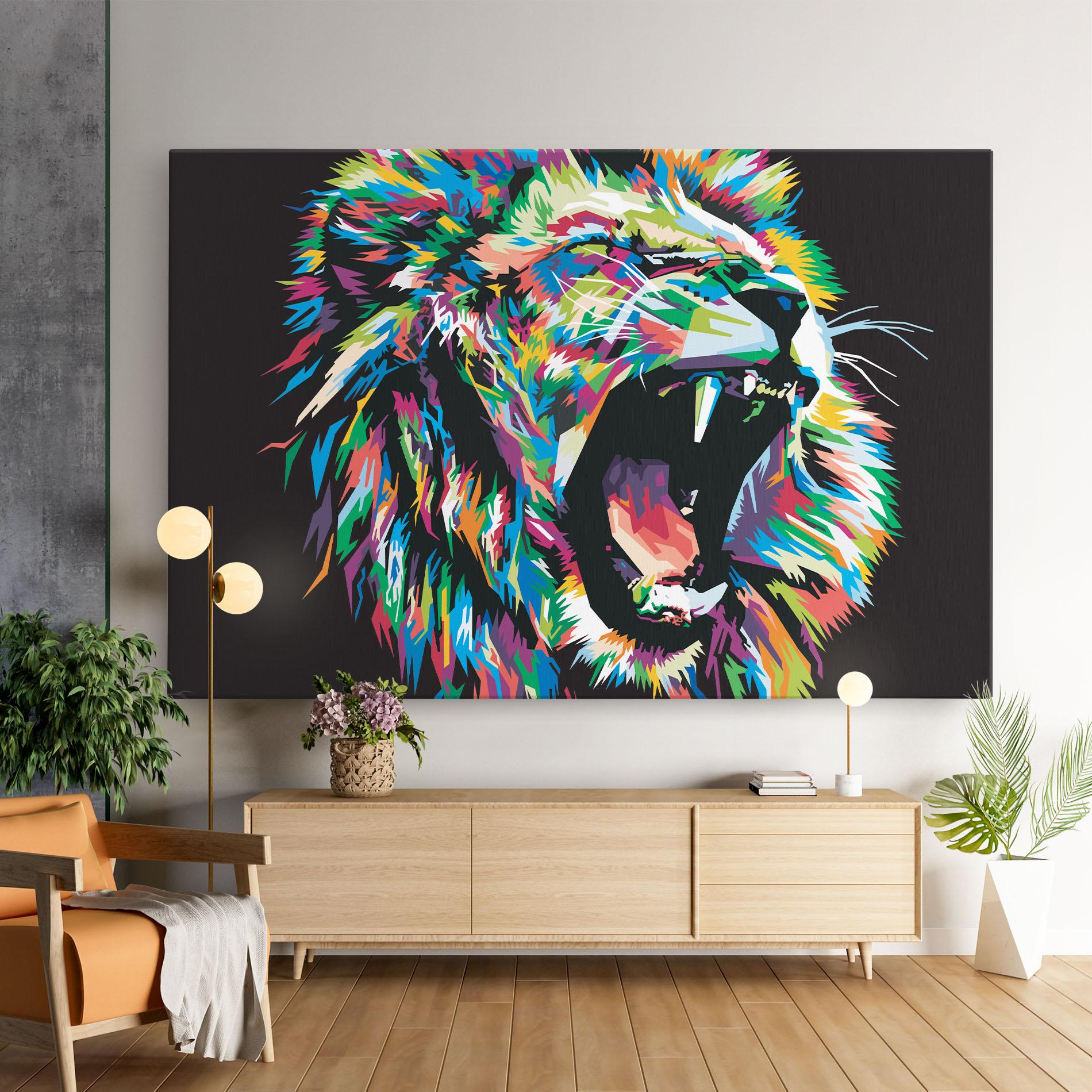 Leinwandbild Green Blue Lion mockup 9