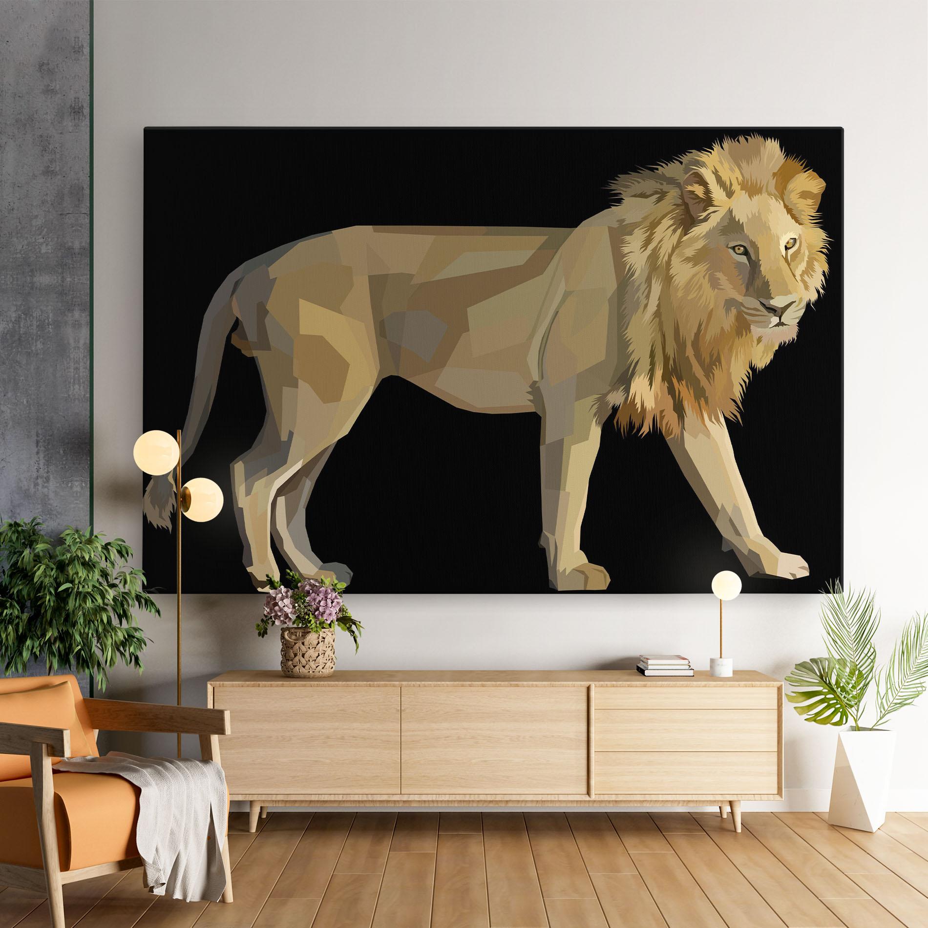 Leinwandbild Lion Art On Black mockup 9
