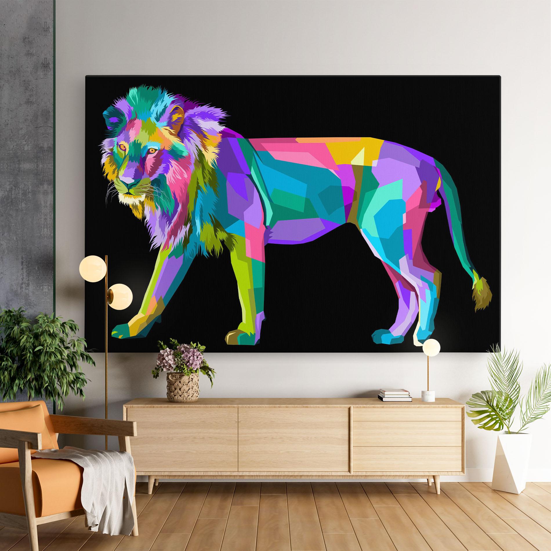 Leinwandbild Lion Walking mockup 9