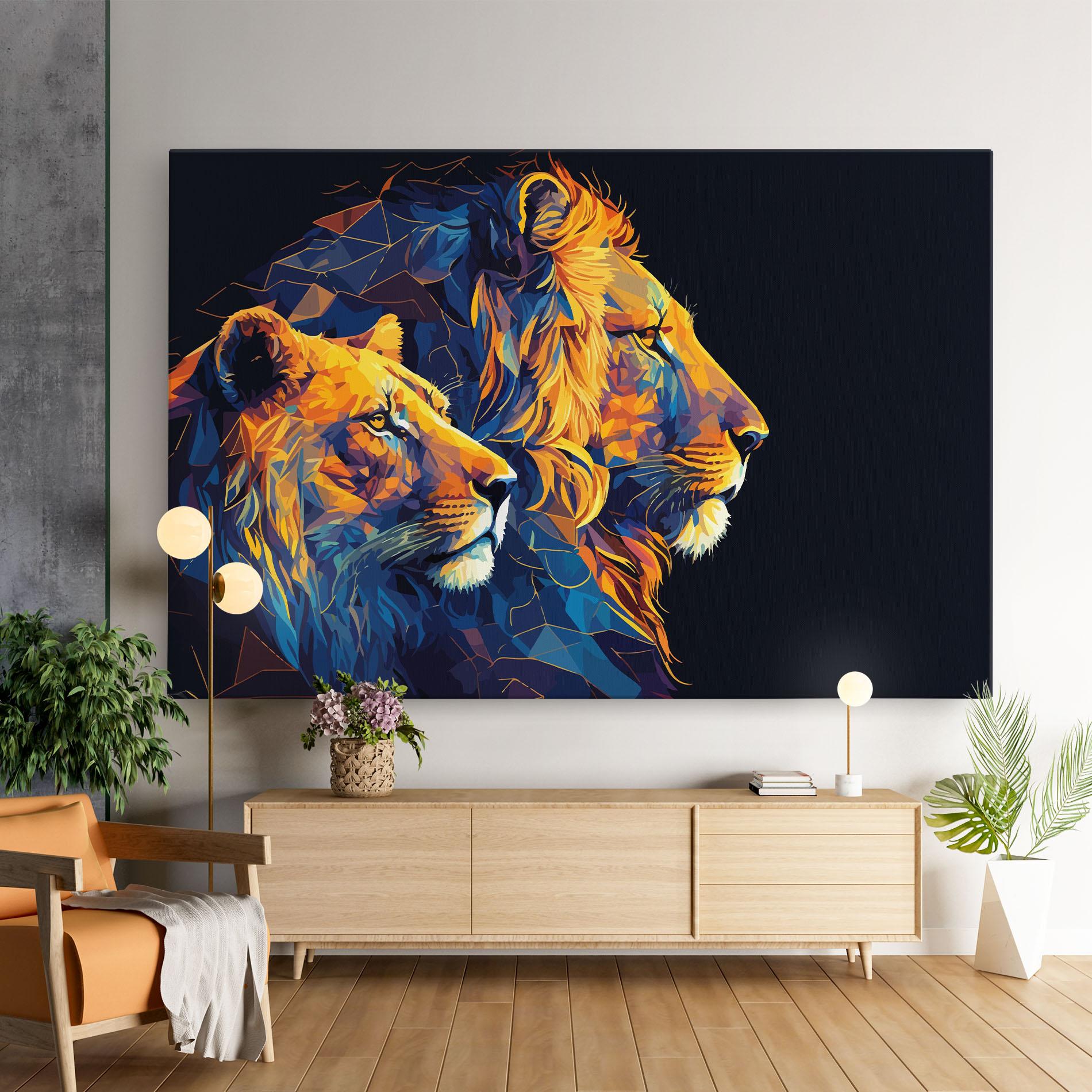 Leinwandbild Orange Blue Lion mockup 9