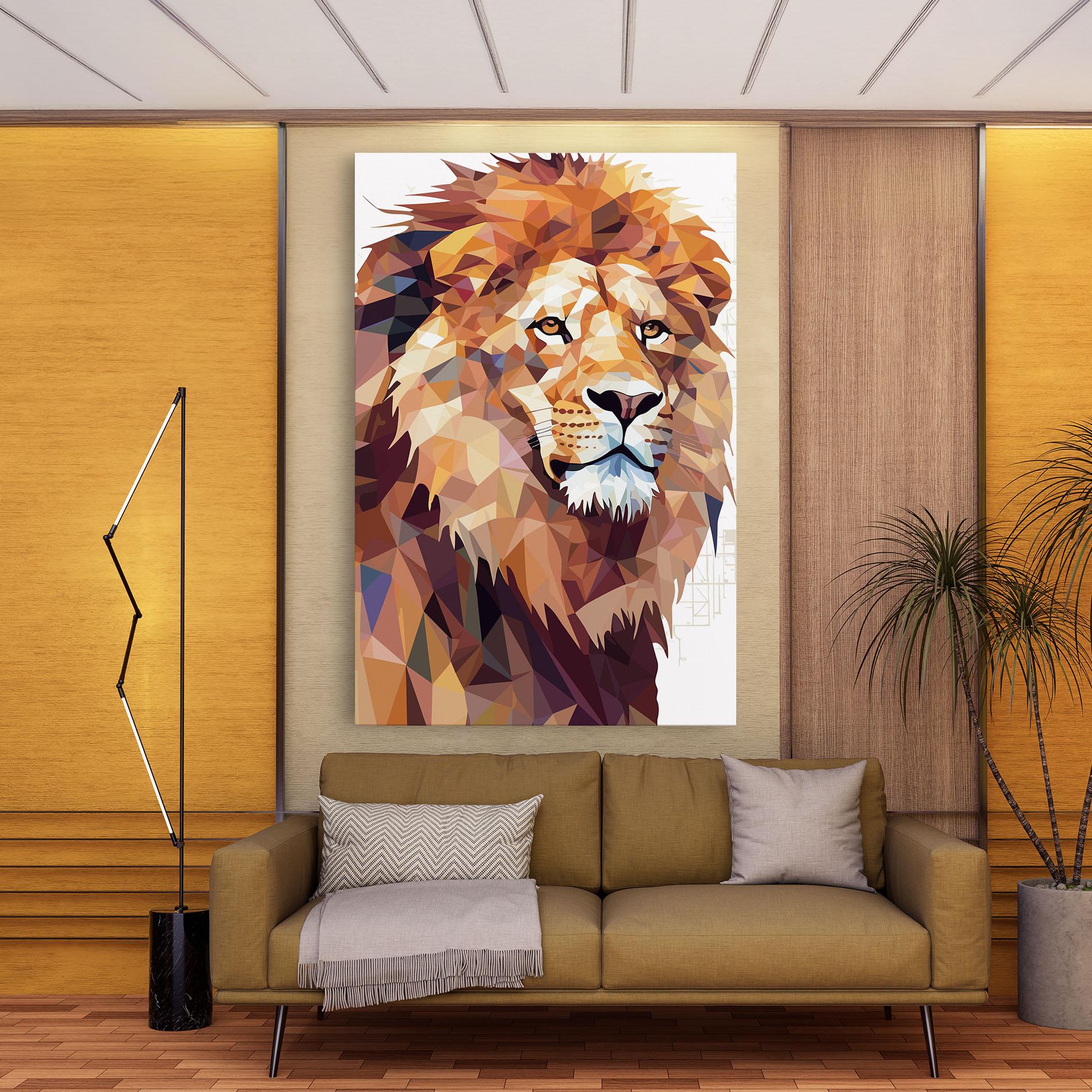 Leinwandbild Artistic Lion Head mockup 9
