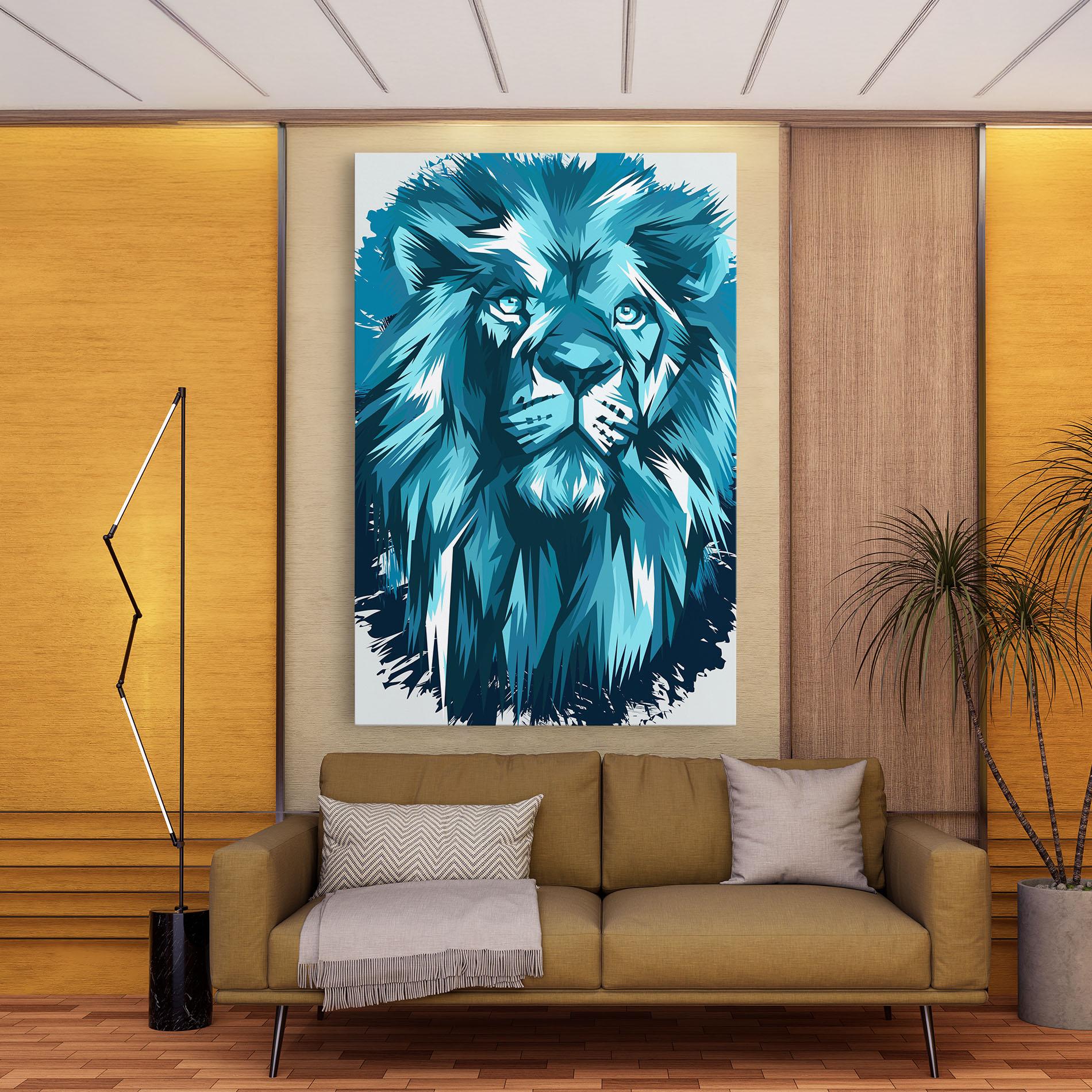 Leinwandbild Blue Lion Head mockup 9