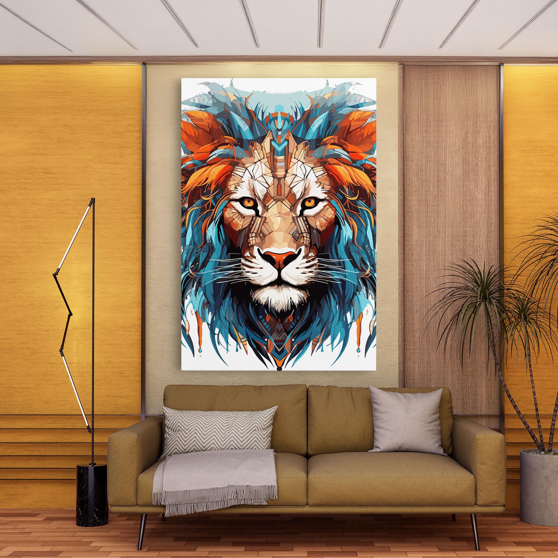 Leinwandbild Blue Orange Lion mockup 9