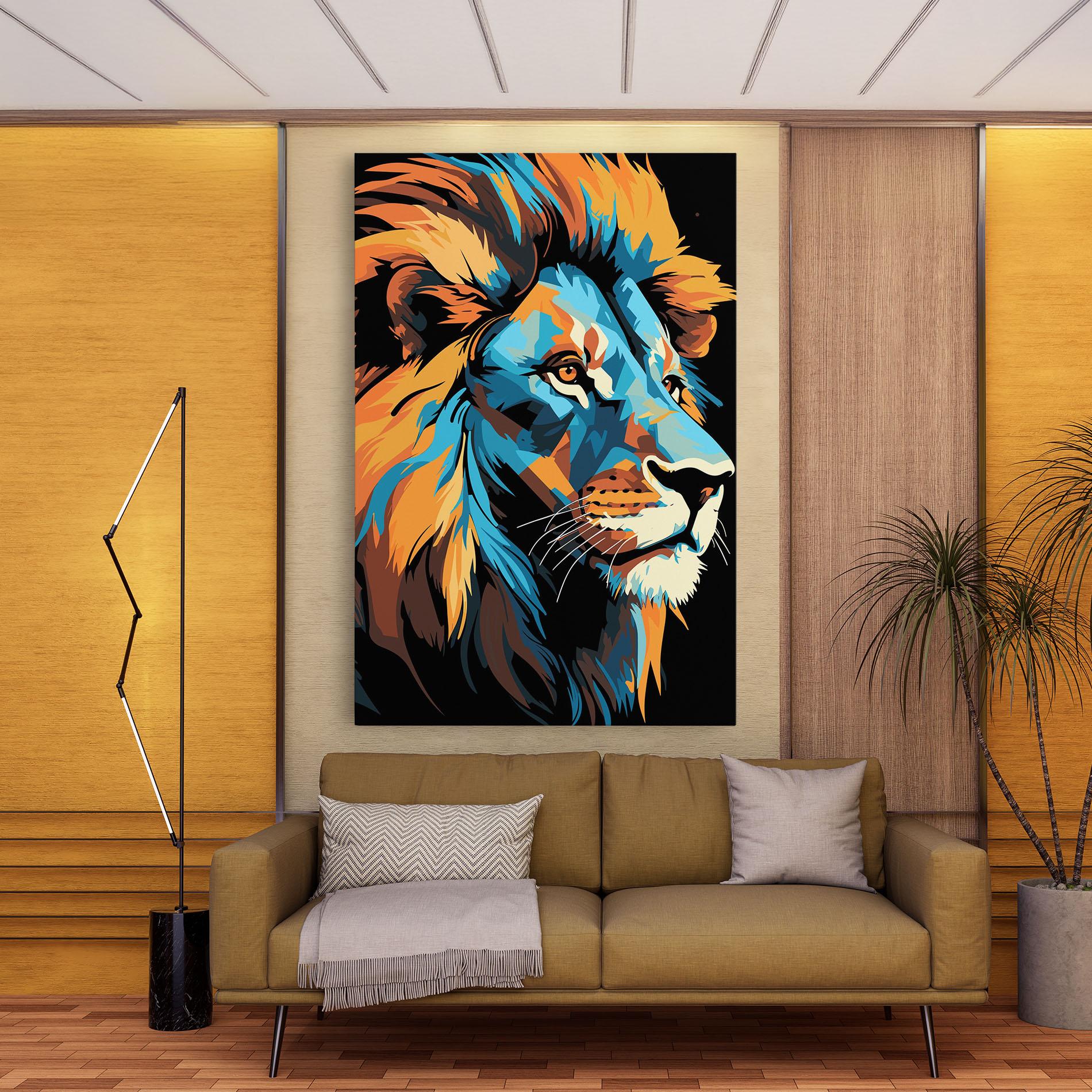Leinwandbild Blue Yellow Lion mockup 9