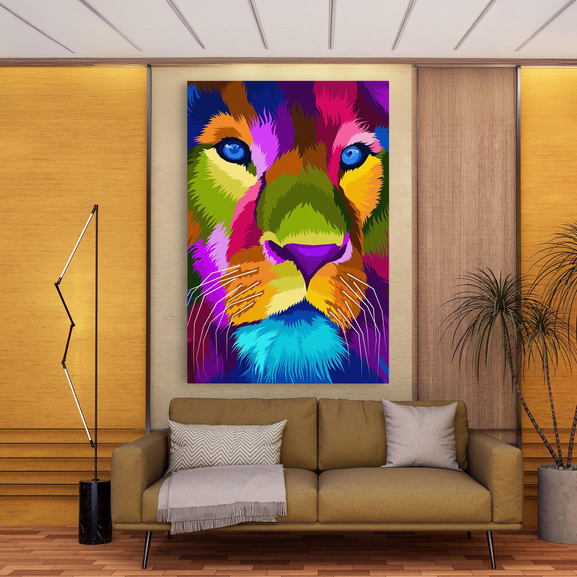Leinwandbild Color Lion Close Up mockup 9