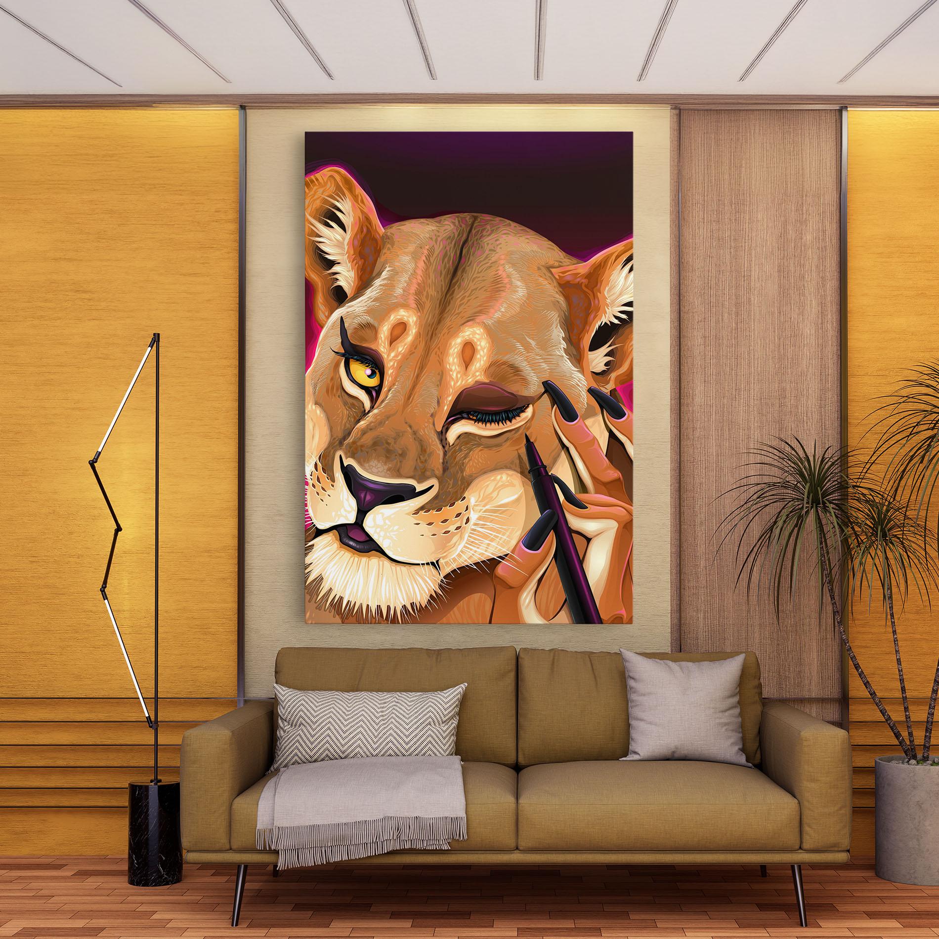 Leinwandbild Female Lion Makeup mockup 9