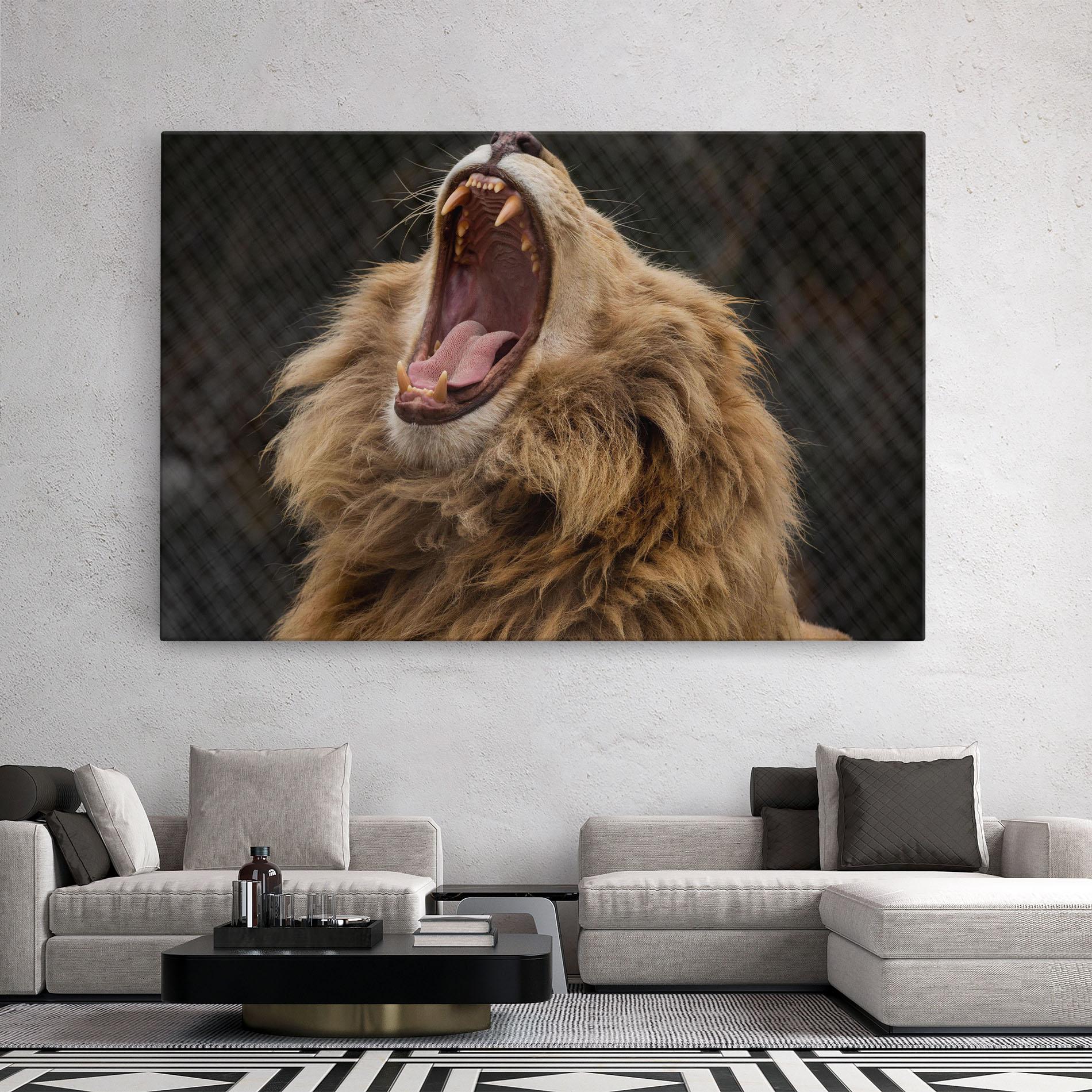 Leinwandbild Angry Lion mockup 2
