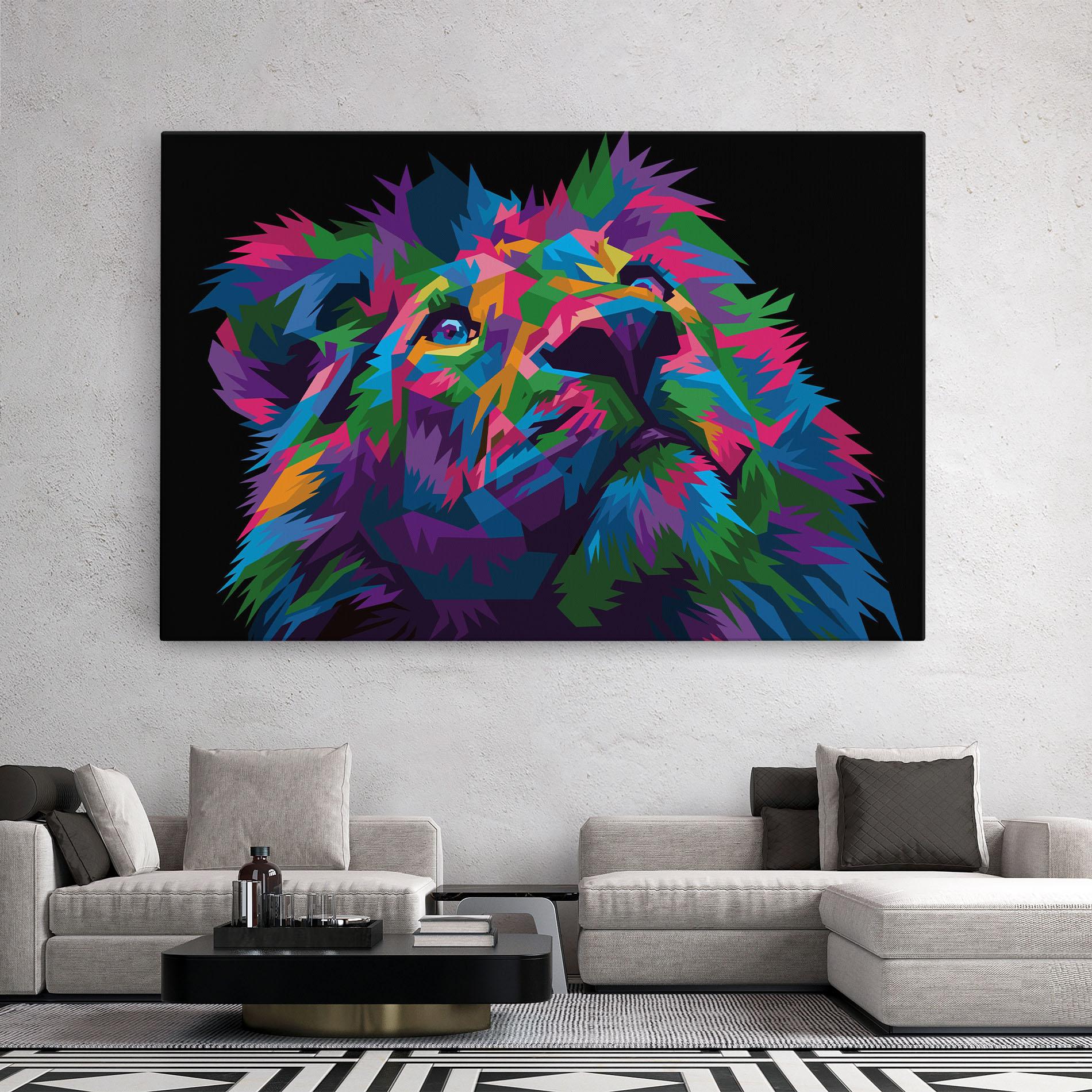 Leinwandbild Cute Color Lion mockup 2