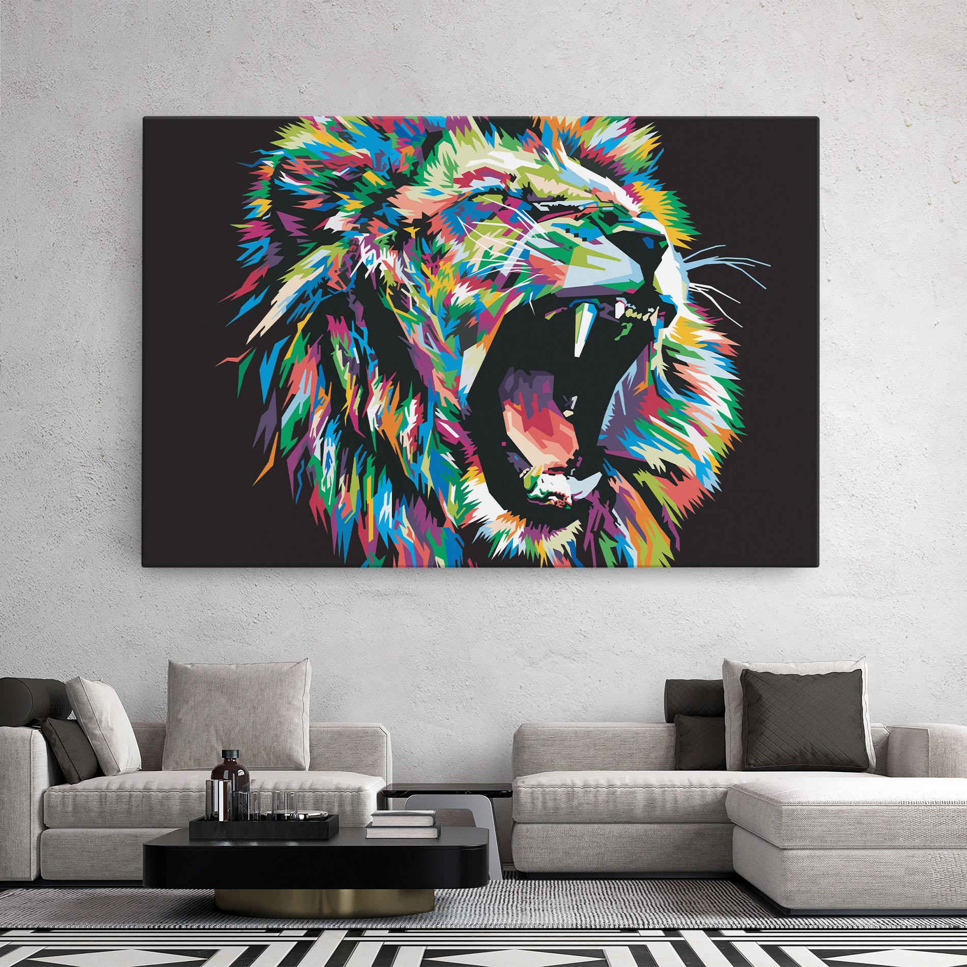 Leinwandbild Green Blue Lion mockup 2