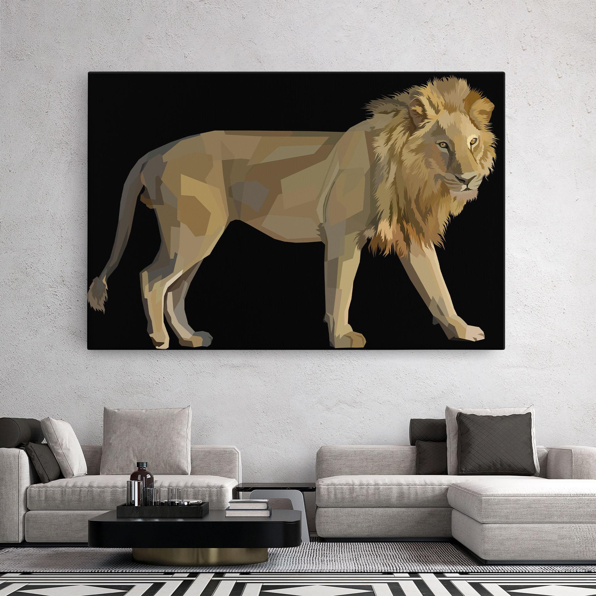 Leinwandbild Lion Art On Black mockup 2