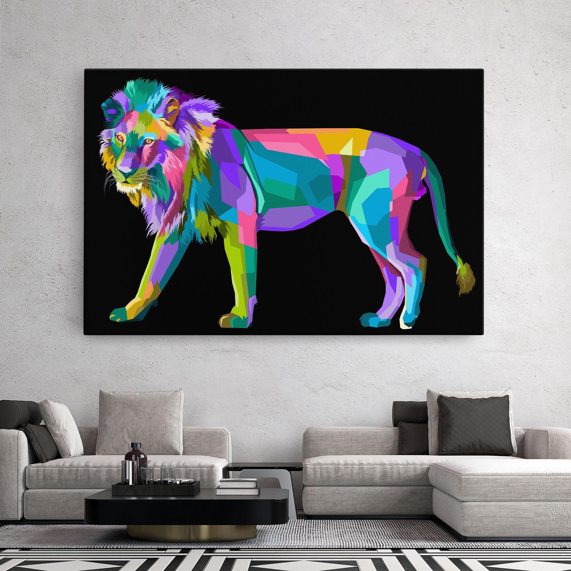 Leinwandbild Lion Walking mockup 2