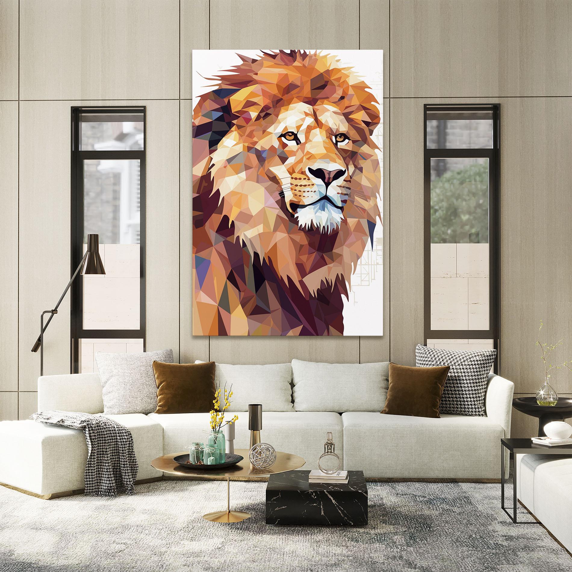 Leinwandbild Artistic Lion Head mockup 2