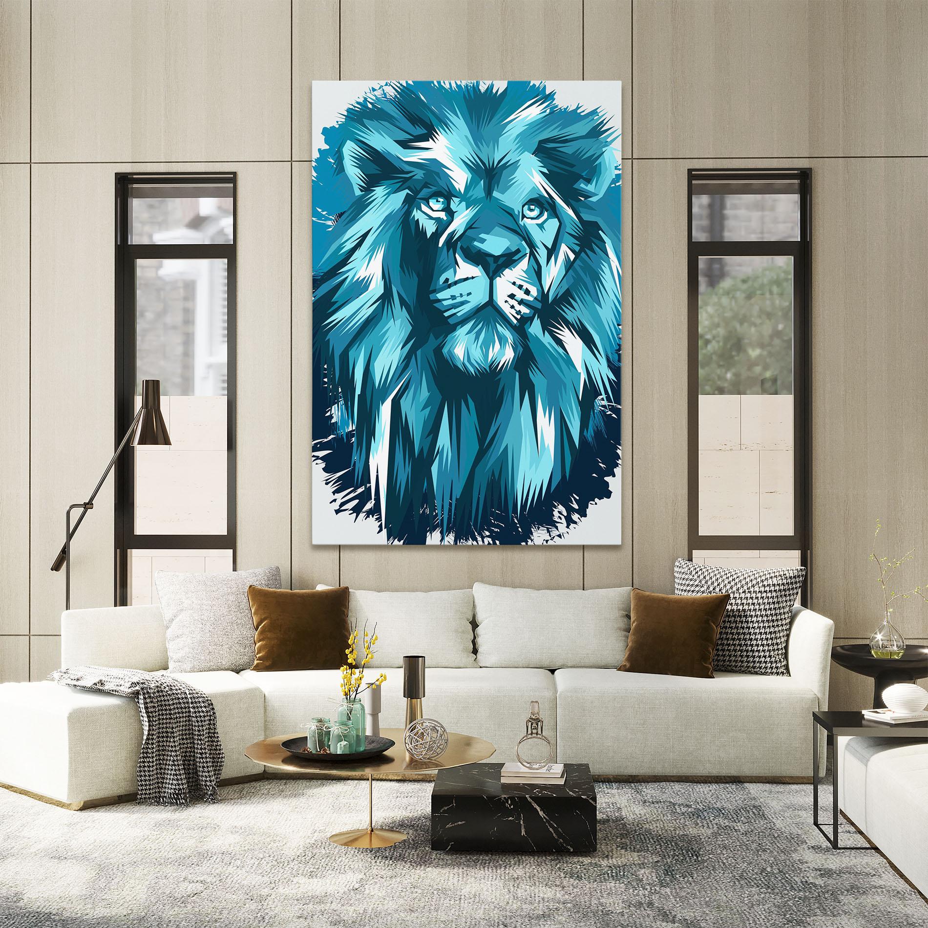 Leinwandbild Blue Lion Head mockup 2