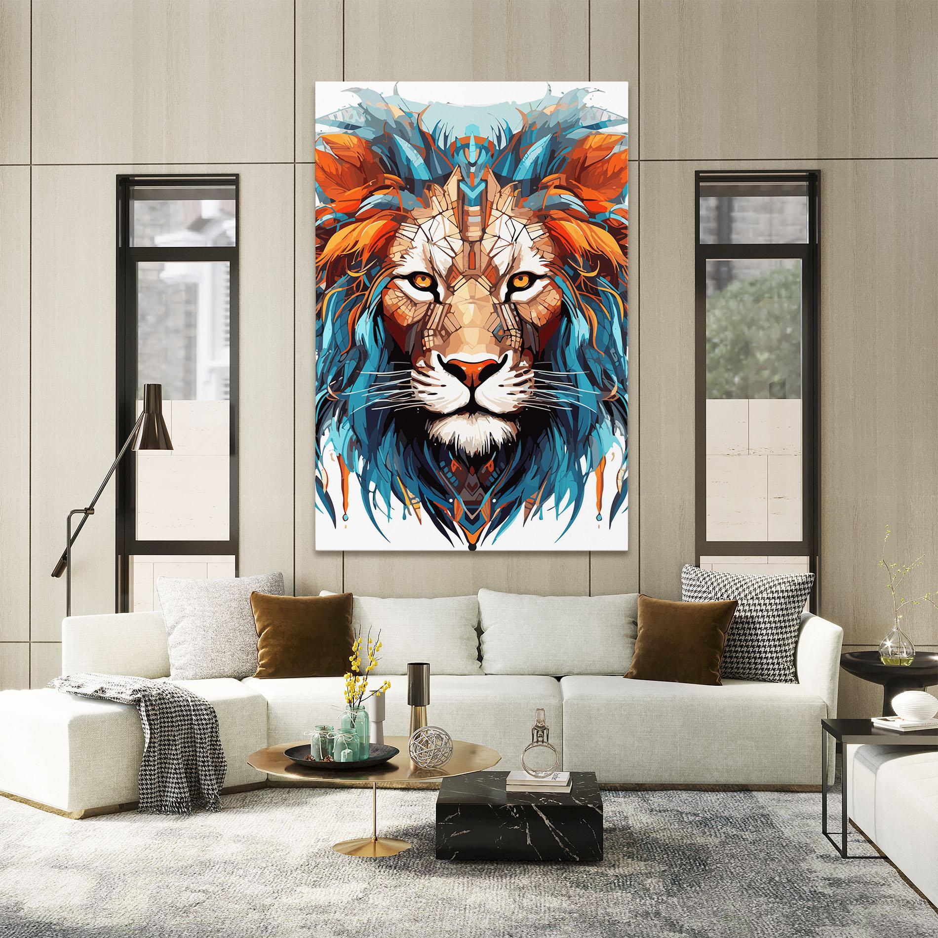Leinwandbild Blue Orange Lion mockup 2