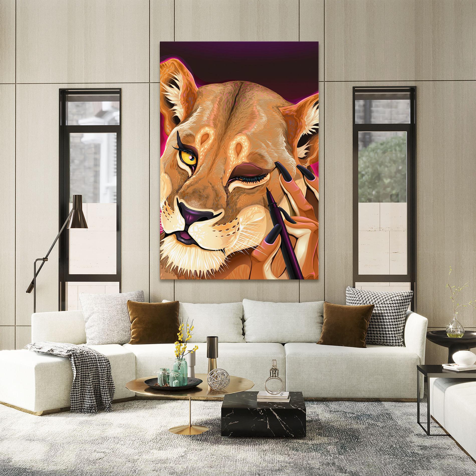 Leinwandbild Female Lion Makeup mockup 2