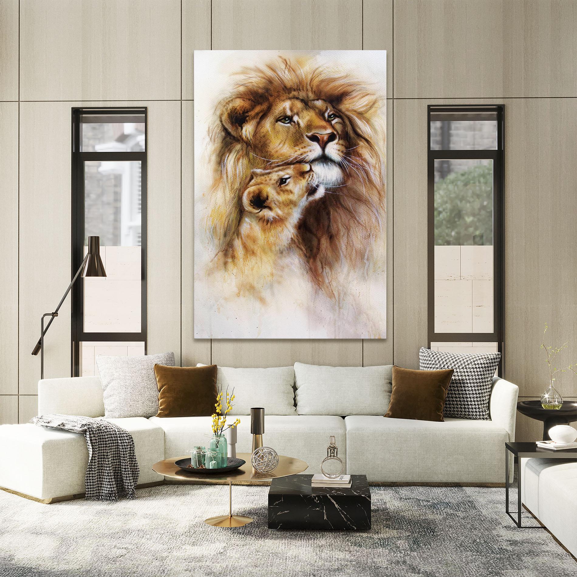 Leinwandbild Lion Love mockup 2