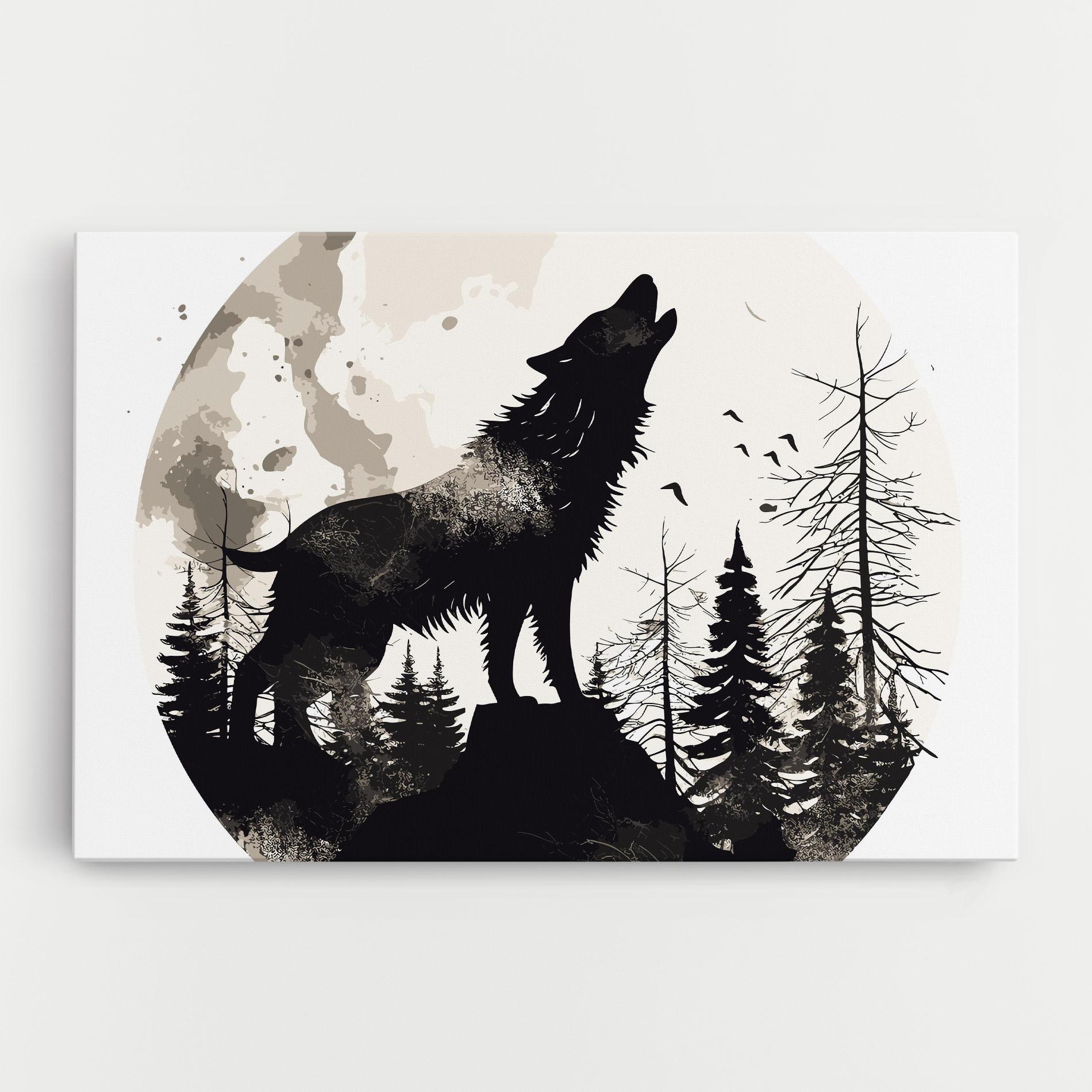 Leinwandbild Black On Cream Wolf mockup 0