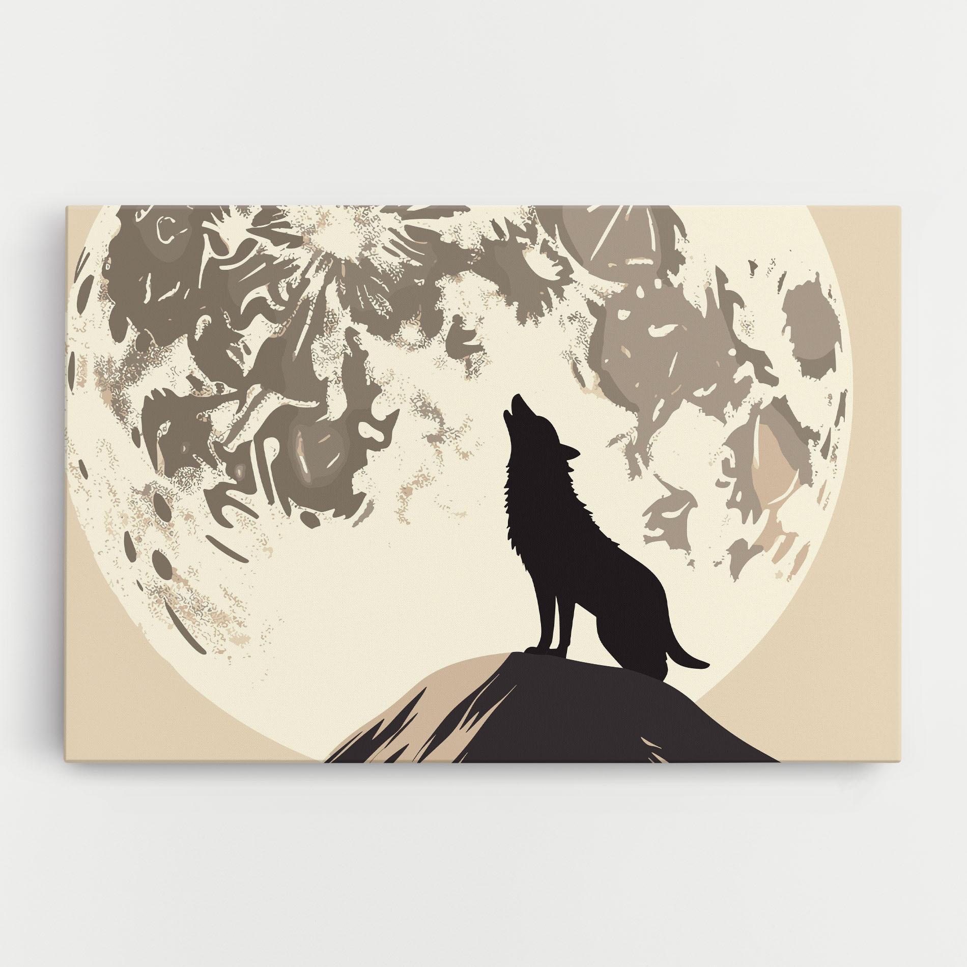 Leinwandbild Cream Moon Wolf mockup 0