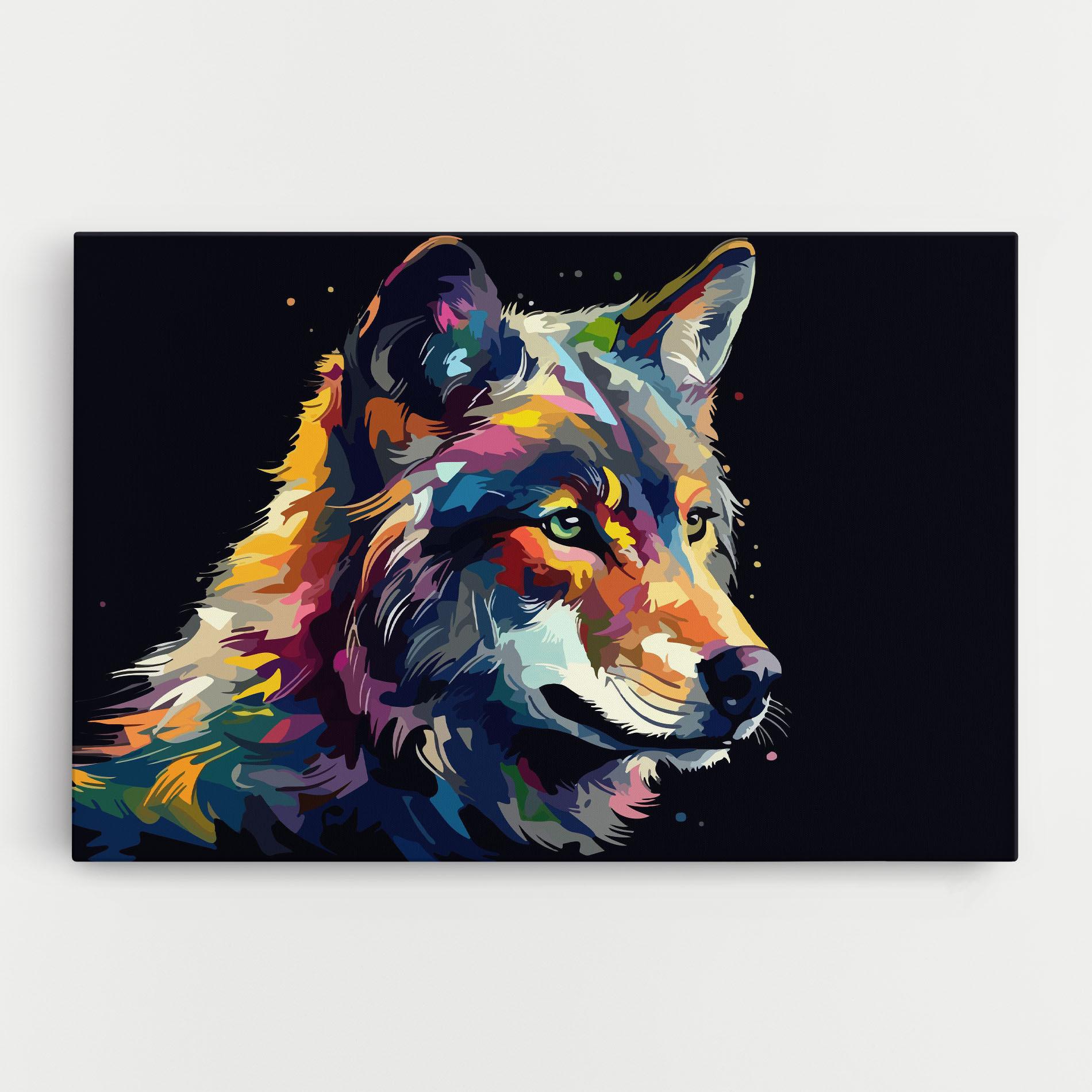 Leinwandbild Painted Wolf mockup 0