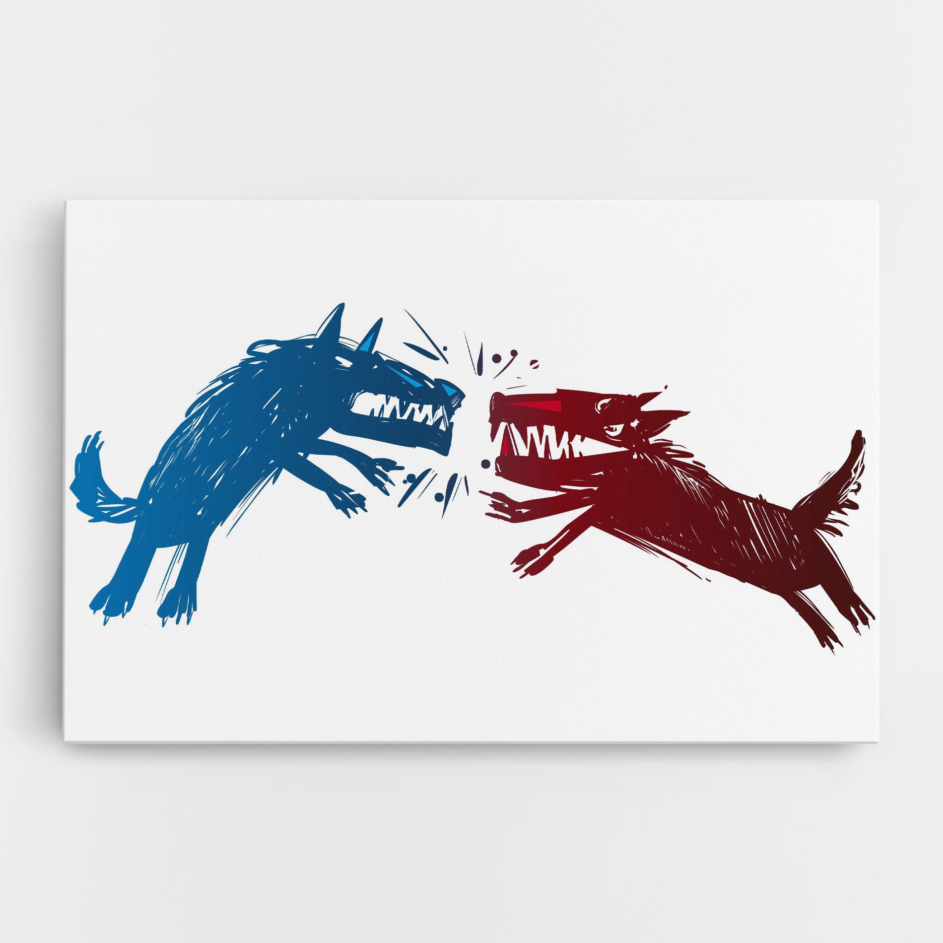 Leinwandbild Red Blue Wolves mockup 0