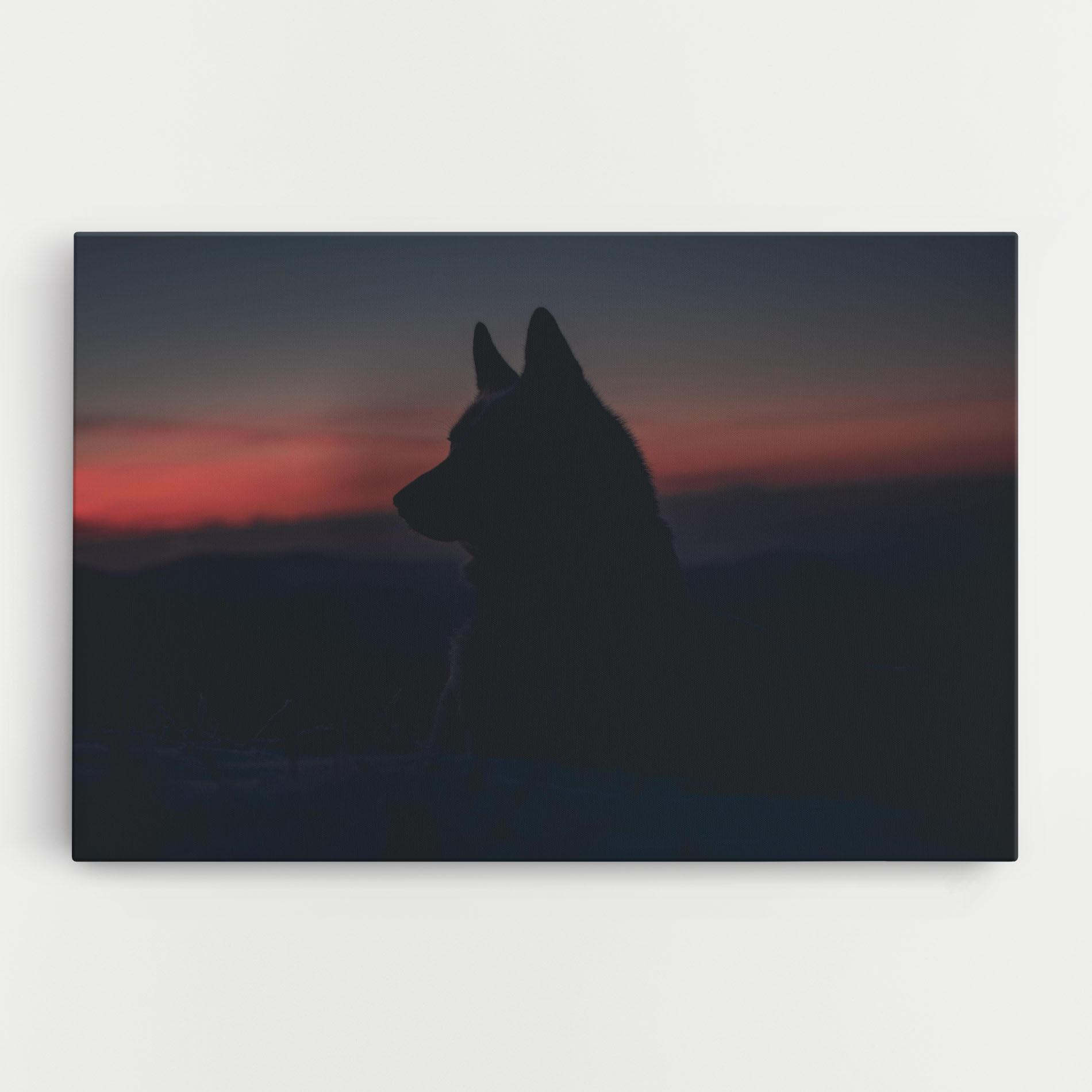 Leinwandbild Wolf Shillouette mockup 0