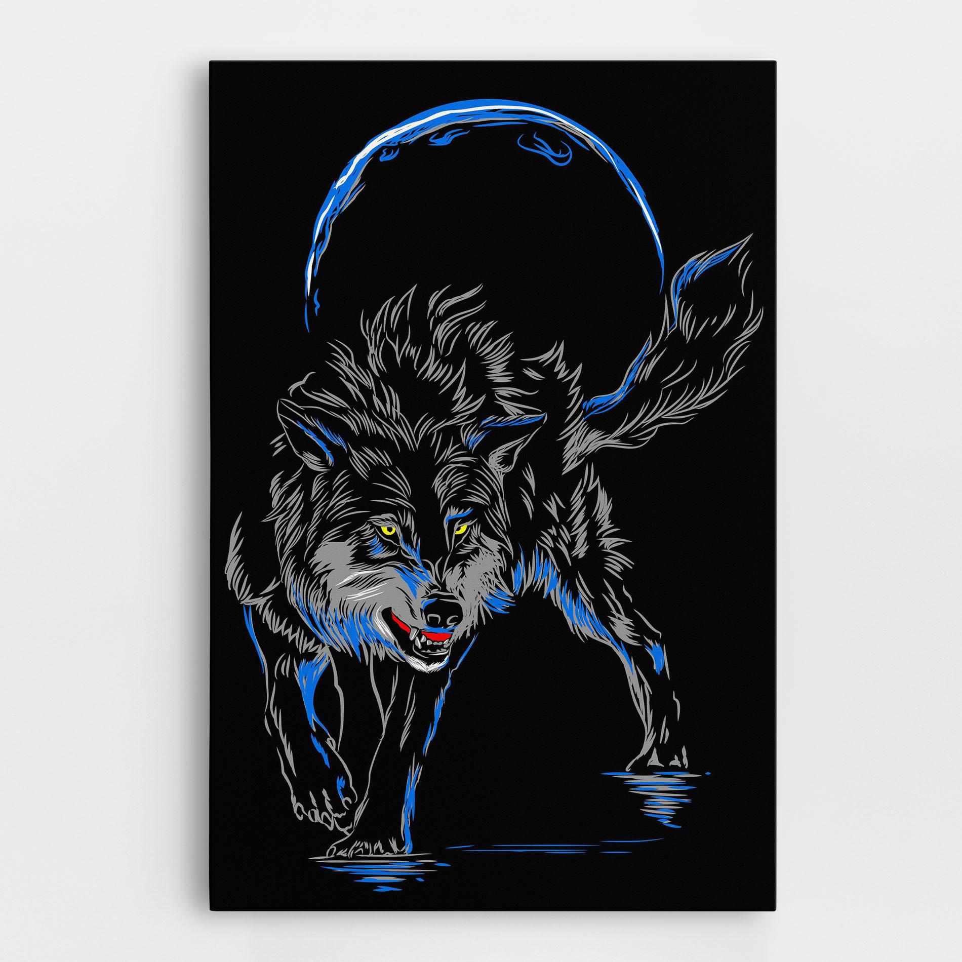Leinwandbild Grey Blue Wolf mockup 0