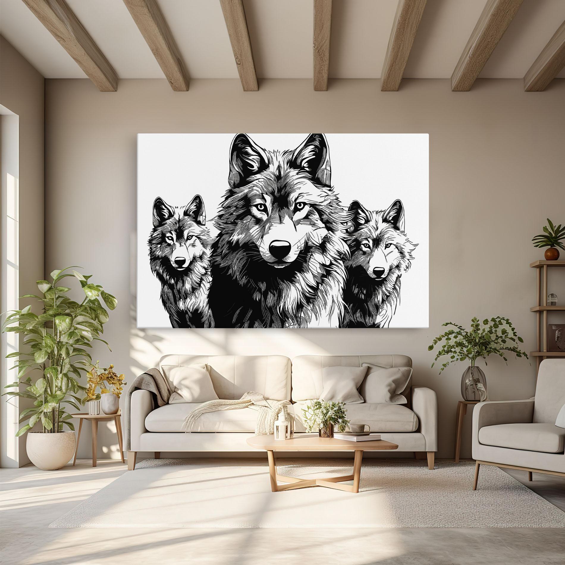 Leinwandbild 3 Wolves mockup 6