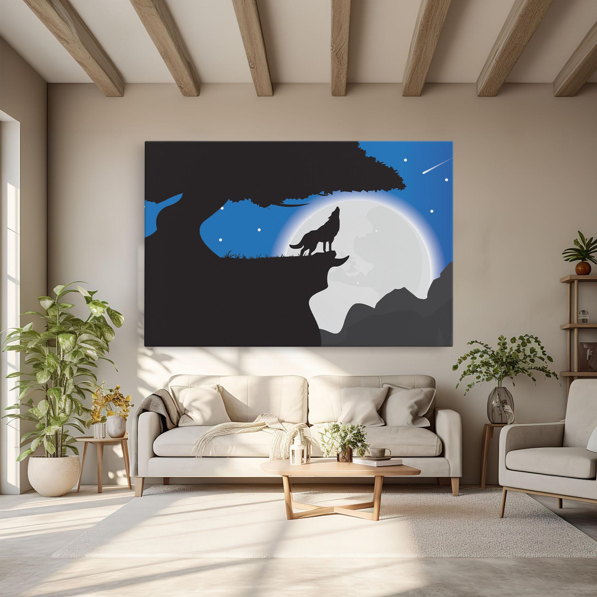 Leinwandbild Blue Light Wolf mockup 6