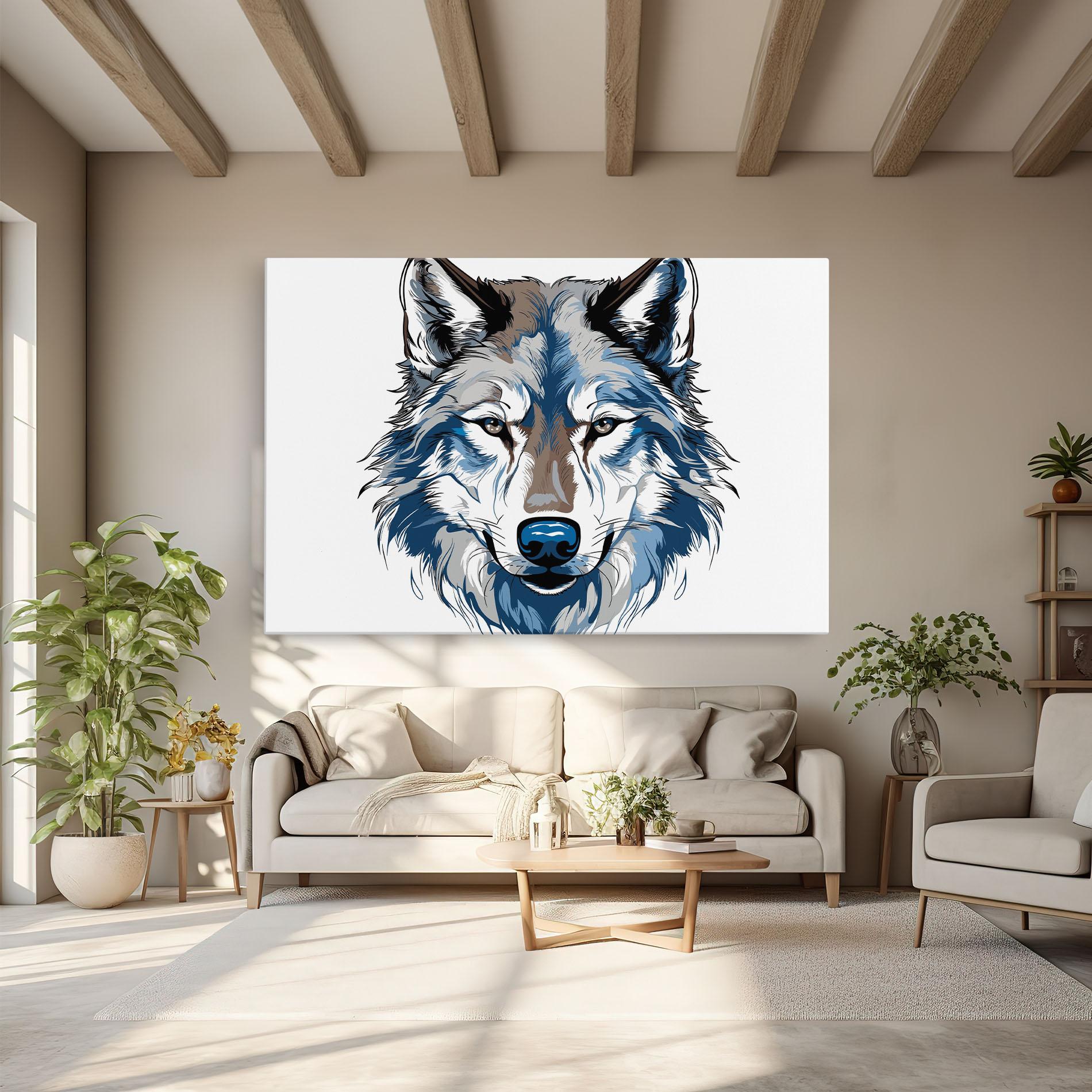 Leinwandbild Blue Wolf Head mockup 6