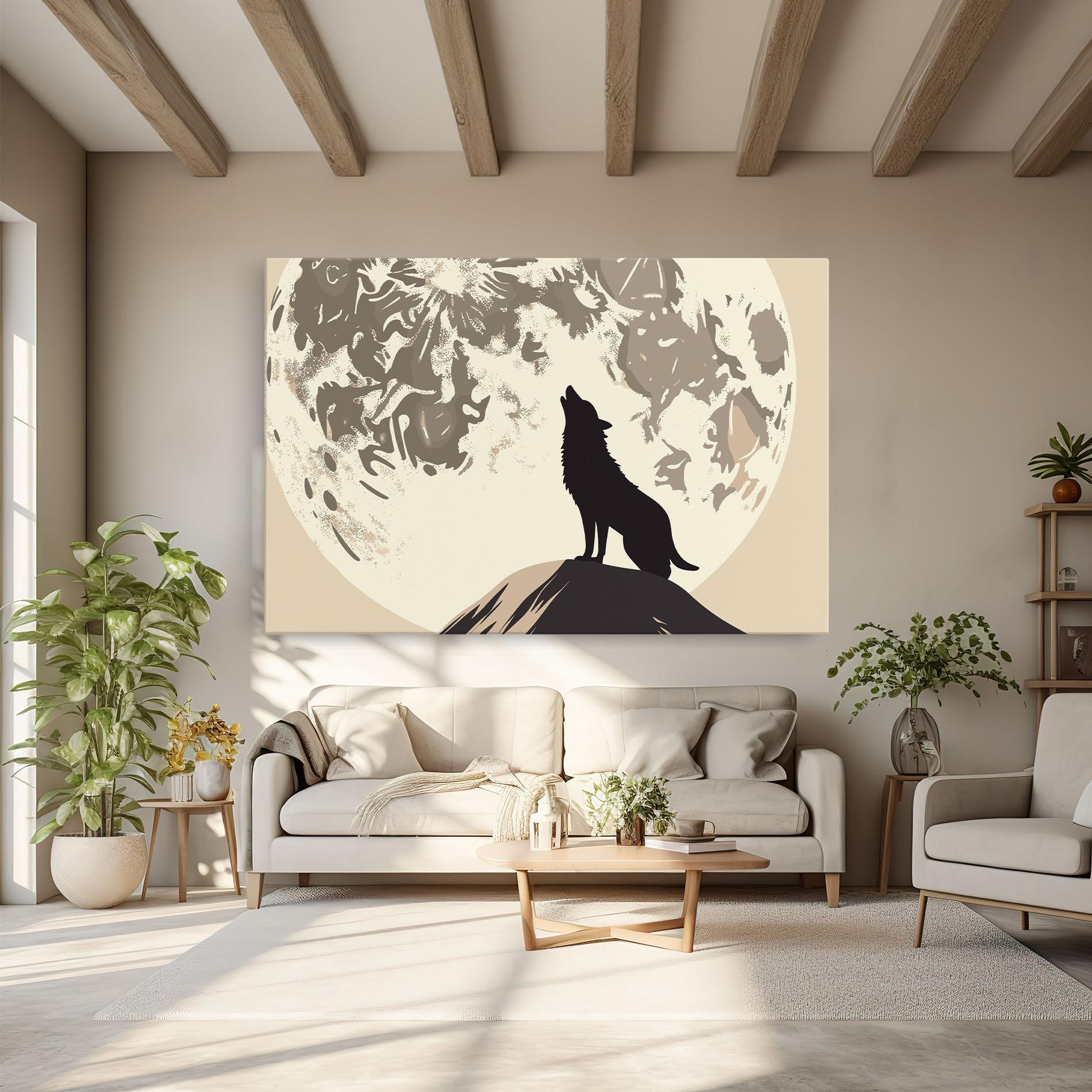 Leinwandbild Cream Moon Wolf mockup 6
