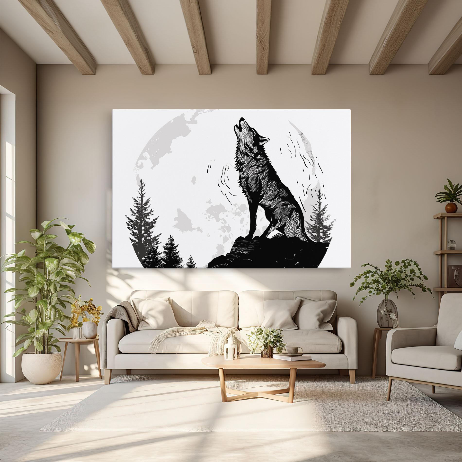 Leinwandbild Grey Moon Wolf mockup 6