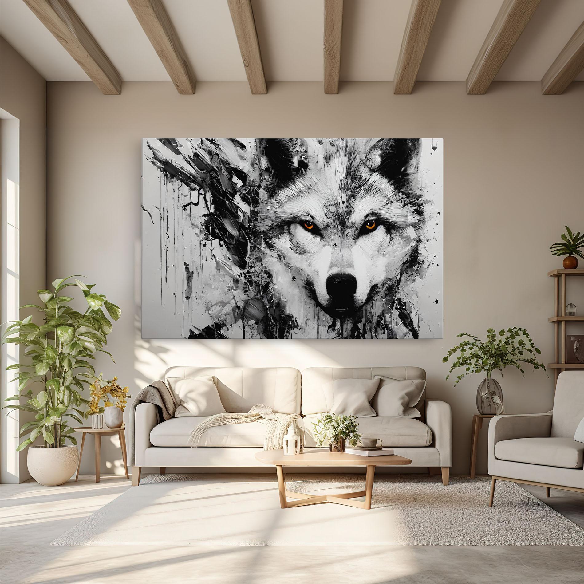 Leinwandbild Grey Wolf Portrait mockup 6